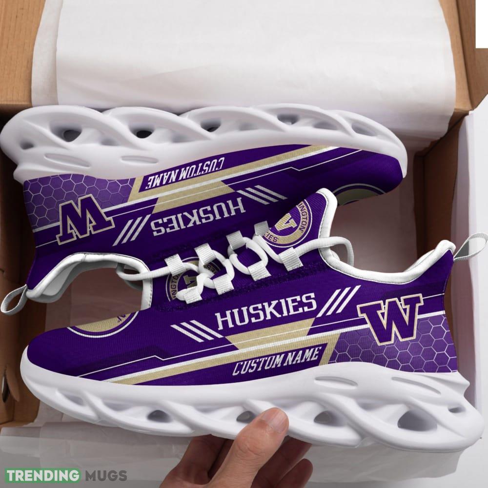 Washington Huskies Logo Pattern Custom Name 3D Max Soul Sneaker Shoes Max Soul Washington Huskies Logo Pattern Custom Name 3D Max Soul Sneaker Shoes Max Soul