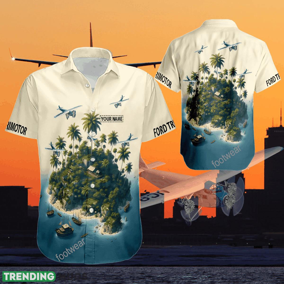 Aircraft Island Ford Trimotor Hawaiian Shirt Hot Trending For Summer Custom Name Gift - Aircraft Island Ford Trimotor Hawaiian Shirt Hot Trending For Summer Custom Name Gift