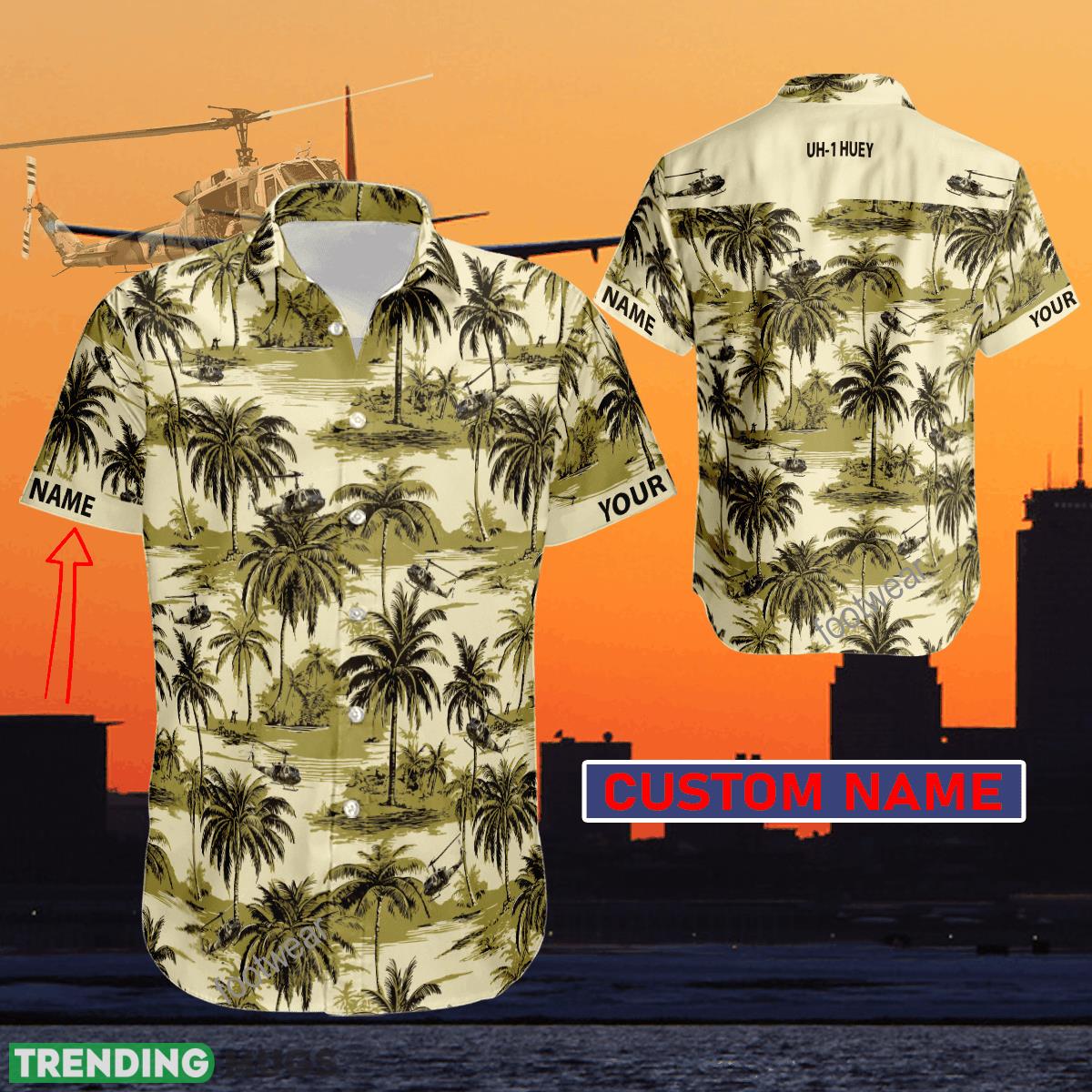 Aircraft Palms Tree Coconut UH-1 Huey Hawaiian Shirt Hot Trending For Summer Custom Name Gift - Aircraft Palms Tree Coconut UH-1 Huey Hawaiian Shirt Hot Trending For Summer Custom Name Gift
