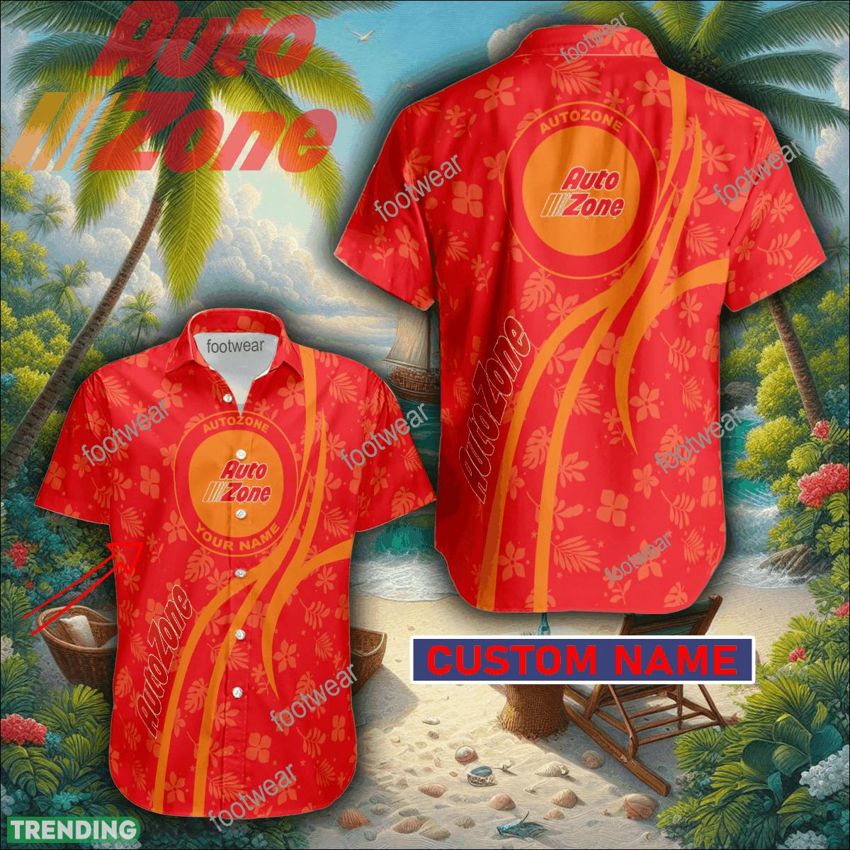 Autozone 3D Hawaiian Shirt Logo Brand Custom Name Gift Beach - Autozone 3D Hawaiian Shirt Logo Brand Custom Name Gift Beach