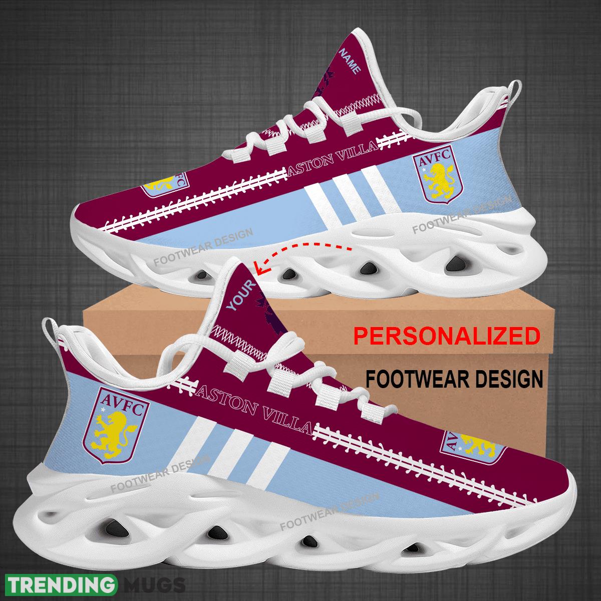 Custom Name EPL Aston Villa Logo New Max Soul Shoes For Big Fans Runing Sneakers Gift Max Soul Custom Name EPL Aston Villa Logo New Max Soul Shoes For Big Fans Runing Sneakers Gift Max Soul