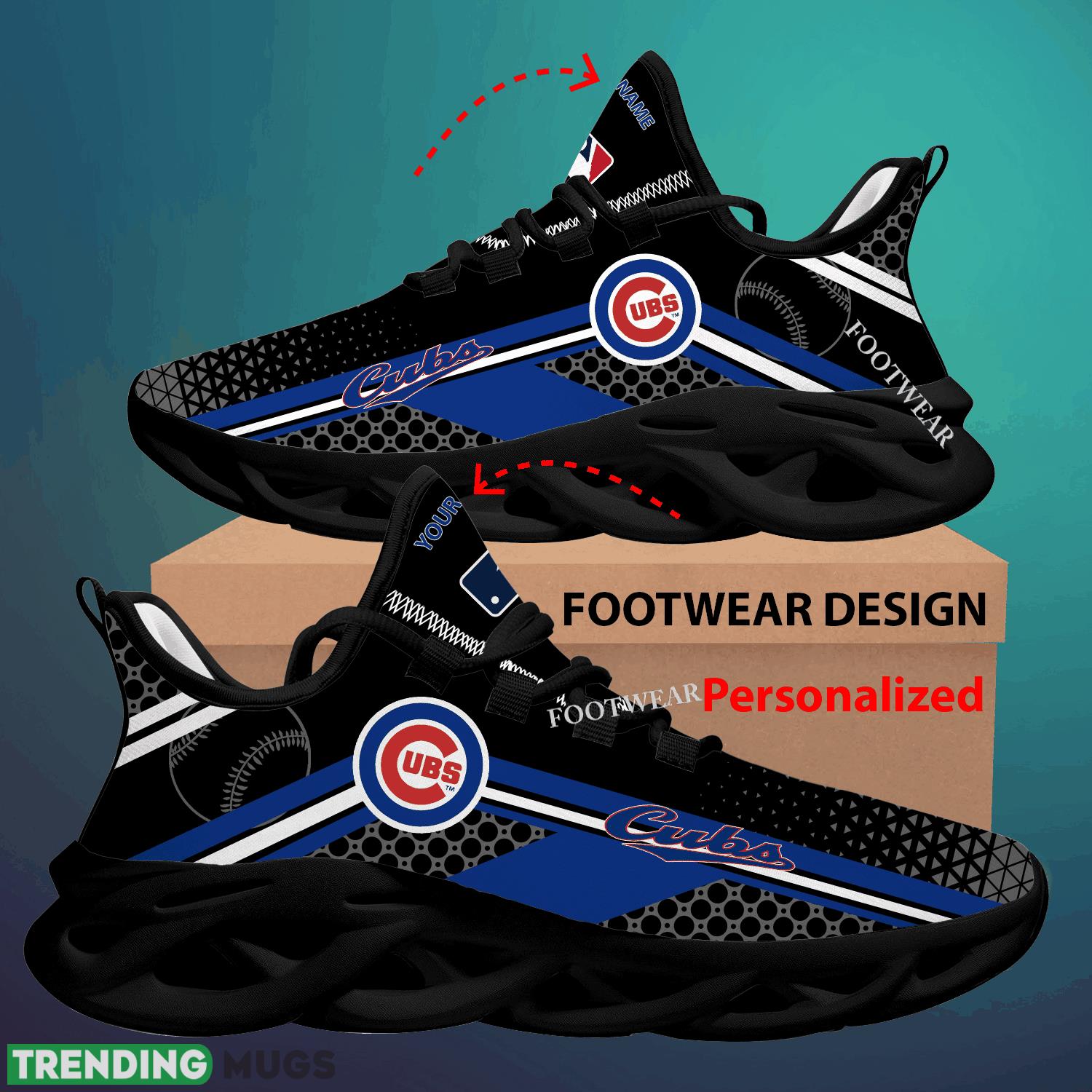 Custom Name MLB Chicago Cubs Max Soul Shoes For Big Fans Runing Sneakers Gift Max Soul Custom Name MLB Chicago Cubs Max Soul Shoes For Big Fans Runing Sneakers Gift Max Soul
