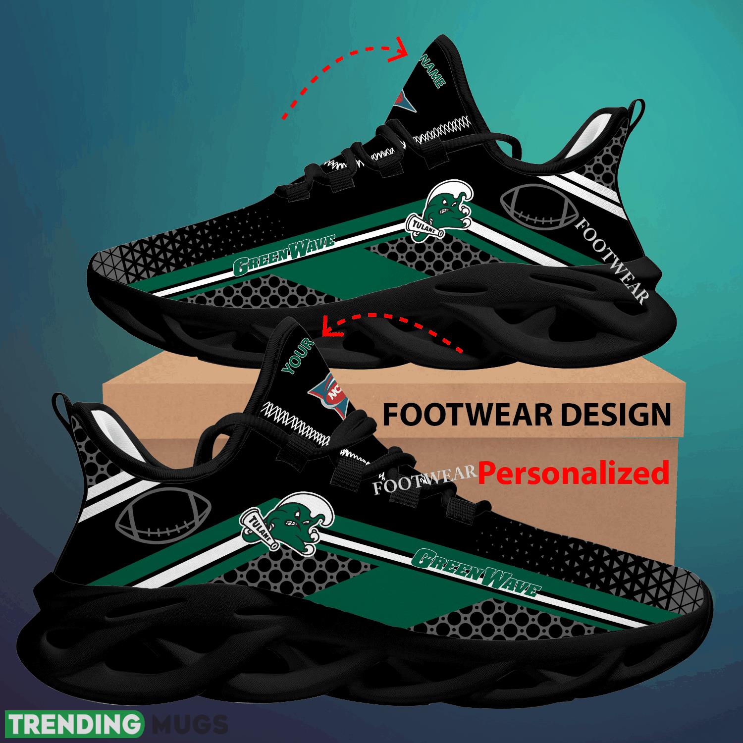 Custom Name NCAA Tulane Green Wave Max Soul Shoes For Big Fans Runing Sneakers Gift Max Soul Custom Name NCAA Tulane Green Wave Max Soul Shoes For Big Fans Runing Sneakers Gift Max Soul
