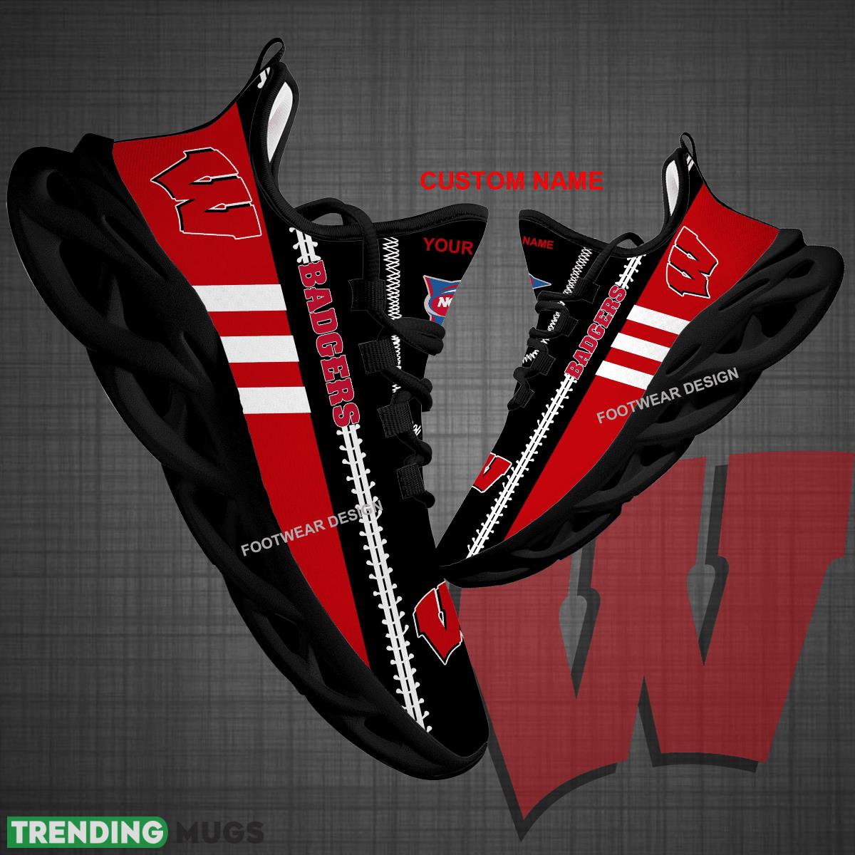 Custom Name NCAA Wisconsin Badgers Logo New Max Soul Shoes For Big Fans Runing Sneakers Gift - NCAA Wisconsin Badgers Logo New Chunky Shoes Photo 1 Custom Name NCAA Wisconsin Badgers Logo New Max Soul Shoes For Big Fans Runing Sneakers Gift - NCAA Wisconsin Badgers Logo New Chunky Shoes Photo 1