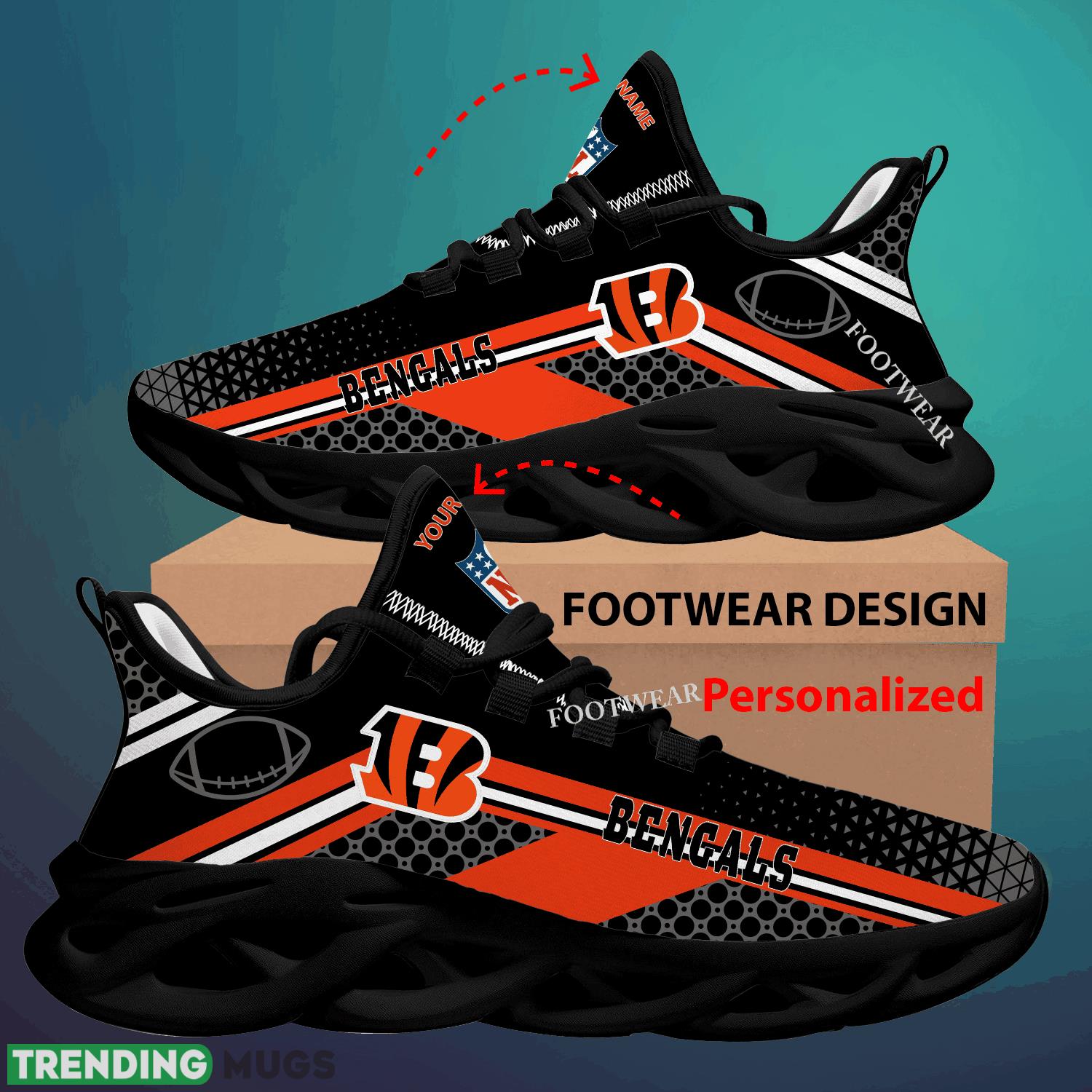 Custom Name NFL Cincinnati Bengals Max Soul Shoes For Big Fans Runing Sneakers Gift Max Soul Custom Name NFL Cincinnati Bengals Max Soul Shoes For Big Fans Runing Sneakers Gift Max Soul
