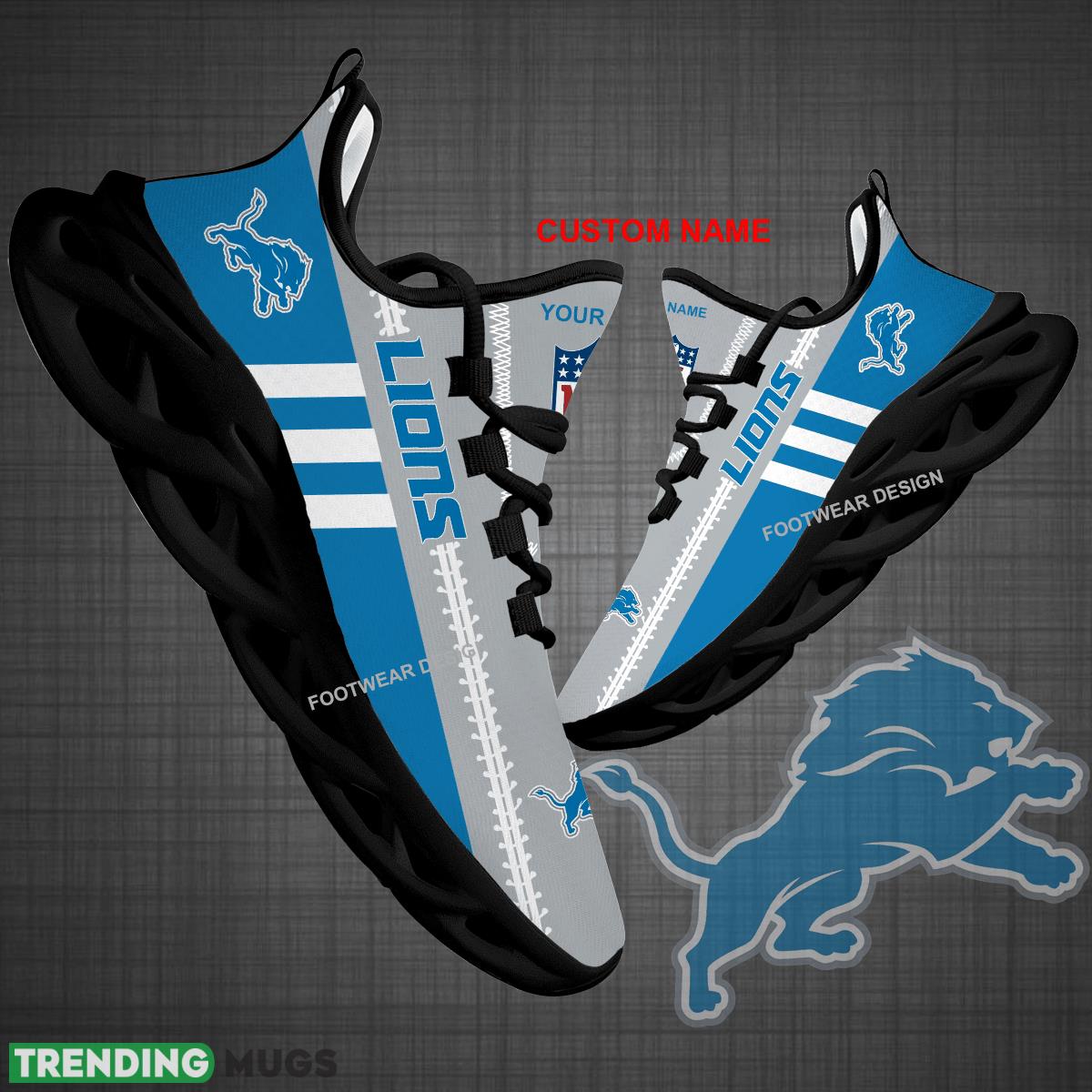 Custom Name NFL Detroit Lions Logo New Max Soul Shoes For Big Fans Runing Sneakers Gift - NFL Detroit Lions Logo New Chunky Shoes Photo 1 Custom Name NFL Detroit Lions Logo New Max Soul Shoes For Big Fans Runing Sneakers Gift - NFL Detroit Lions Logo New Chunky Shoes Photo 1