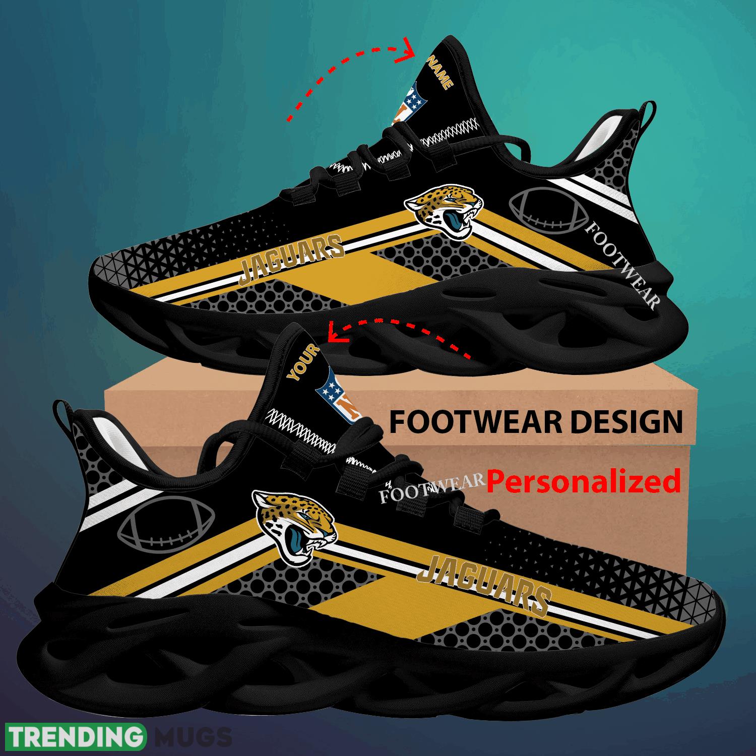 Custom Name NFL Jacksonville Jaguars Max Soul Shoes For Big Fans Runing Sneakers Gift Max Soul Custom Name NFL Jacksonville Jaguars Max Soul Shoes For Big Fans Runing Sneakers Gift Max Soul
