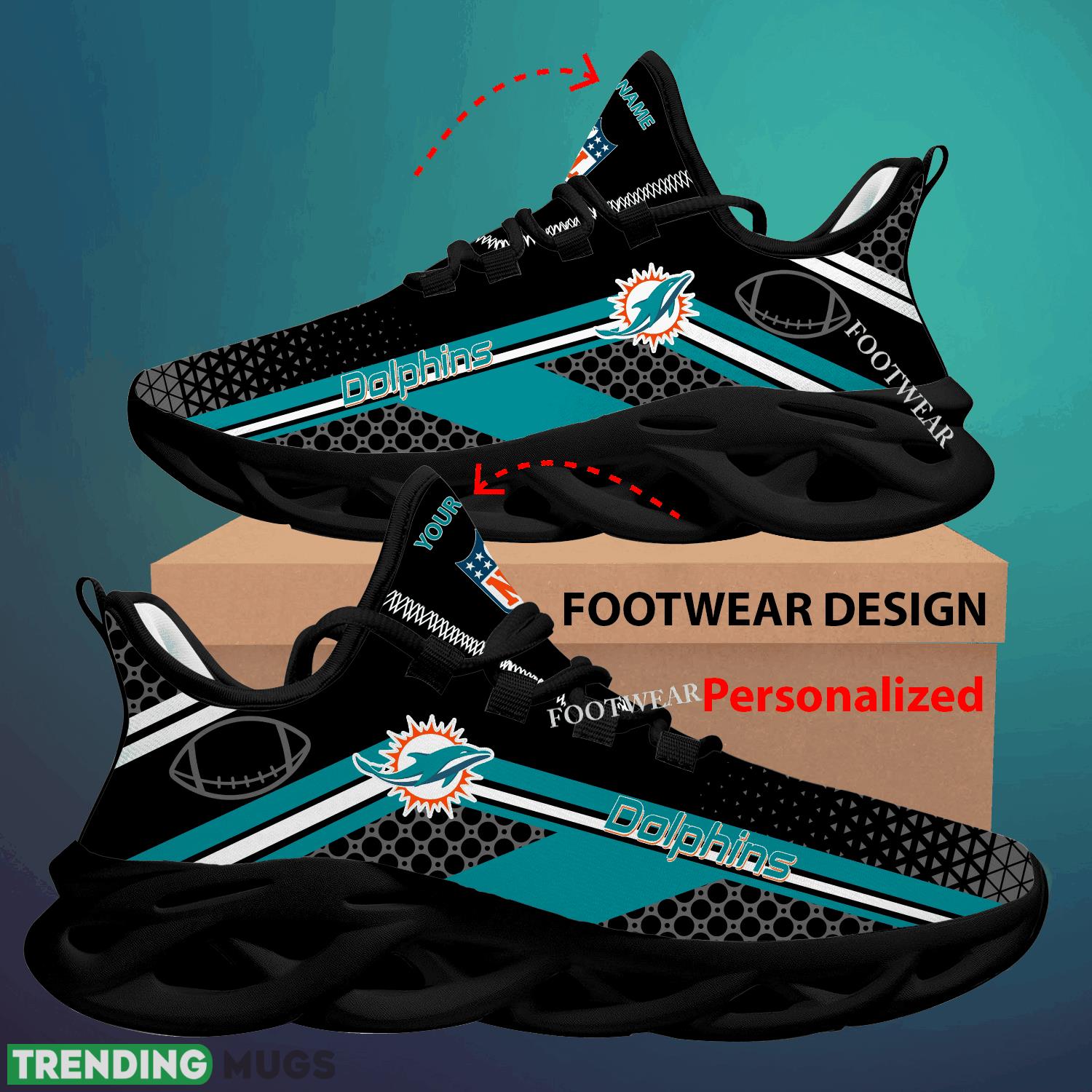 Custom Name NFL Miami Dolphins Max Soul Shoes For Big Fans Runing Sneakers Gift Max Soul Custom Name NFL Miami Dolphins Max Soul Shoes For Big Fans Runing Sneakers Gift Max Soul