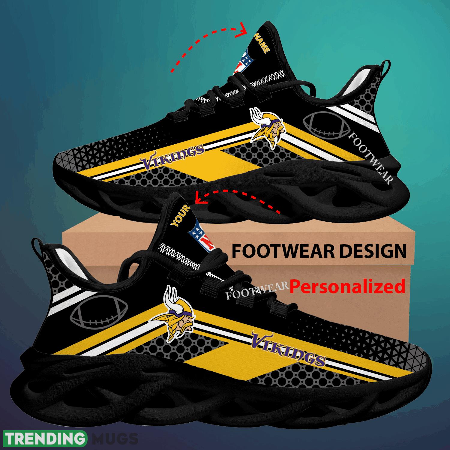 Custom Name NFL Minnesota Vikings Max Soul Shoes For Big Fans Runing Sneakers Gift Max Soul Custom Name NFL Minnesota Vikings Max Soul Shoes For Big Fans Runing Sneakers Gift Max Soul