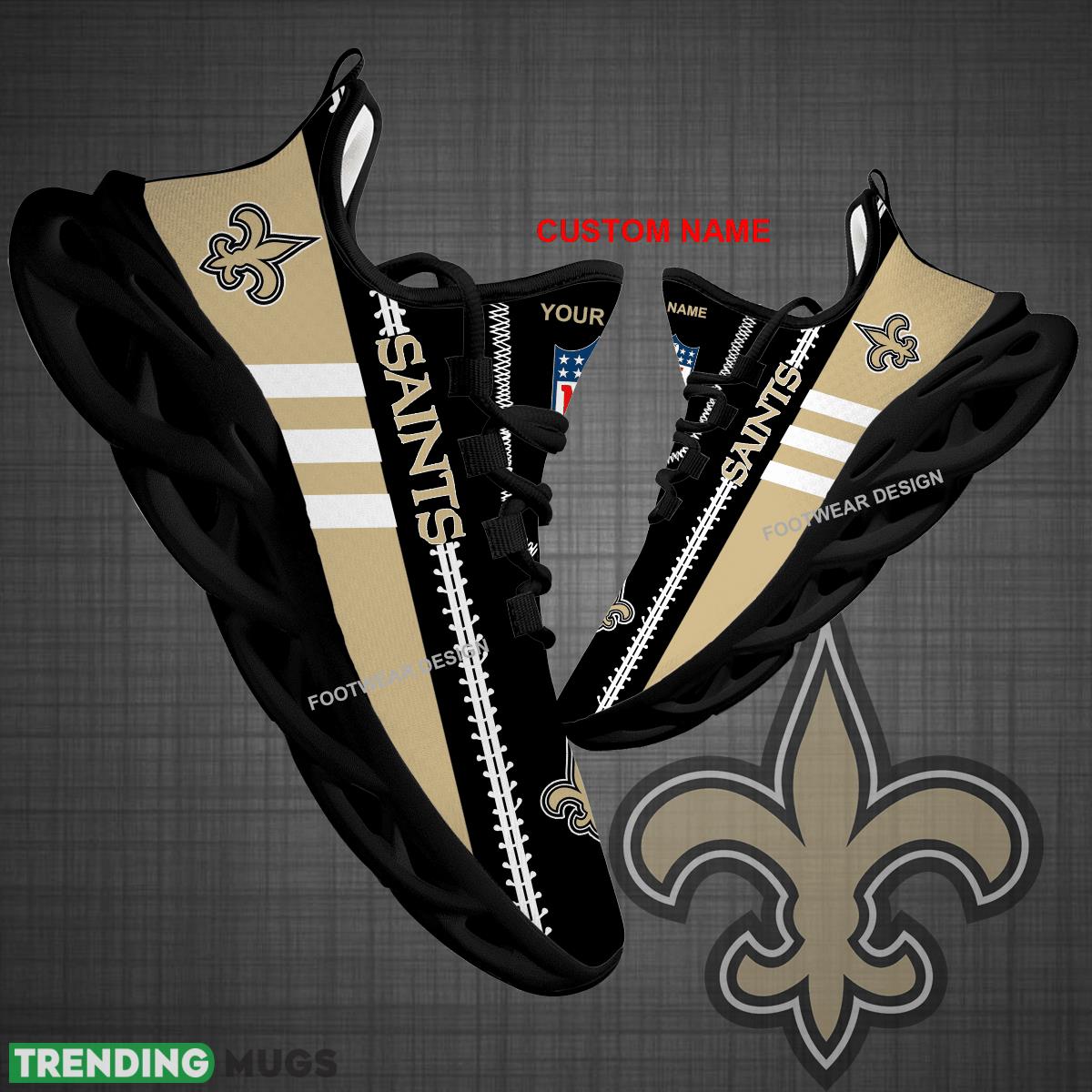 Custom Name NFL New Orleans Saints Logo New Max Soul Shoes For Big Fans Runing Sneakers Gift - NFL New Orleans Saints Logo New Chunky Shoes Photo 1 Custom Name NFL New Orleans Saints Logo New Max Soul Shoes For Big Fans Runing Sneakers Gift - NFL New Orleans Saints Logo New Chunky Shoes Photo 1