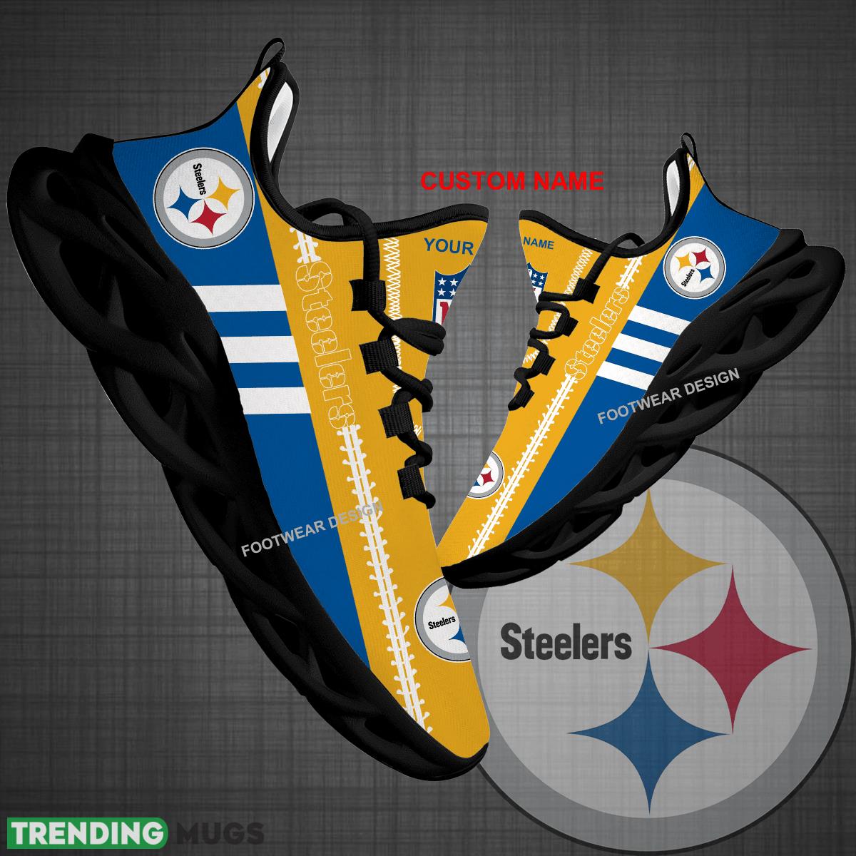 Custom Name NFL Pittsburgh Steelers Logo New Max Soul Shoes For Big Fans Runing Sneakers Gift - NFL Pittsburgh Steelers Logo New Chunky Shoes Photo 1 Custom Name NFL Pittsburgh Steelers Logo New Max Soul Shoes For Big Fans Runing Sneakers Gift - NFL Pittsburgh Steelers Logo New Chunky Shoes Photo 1