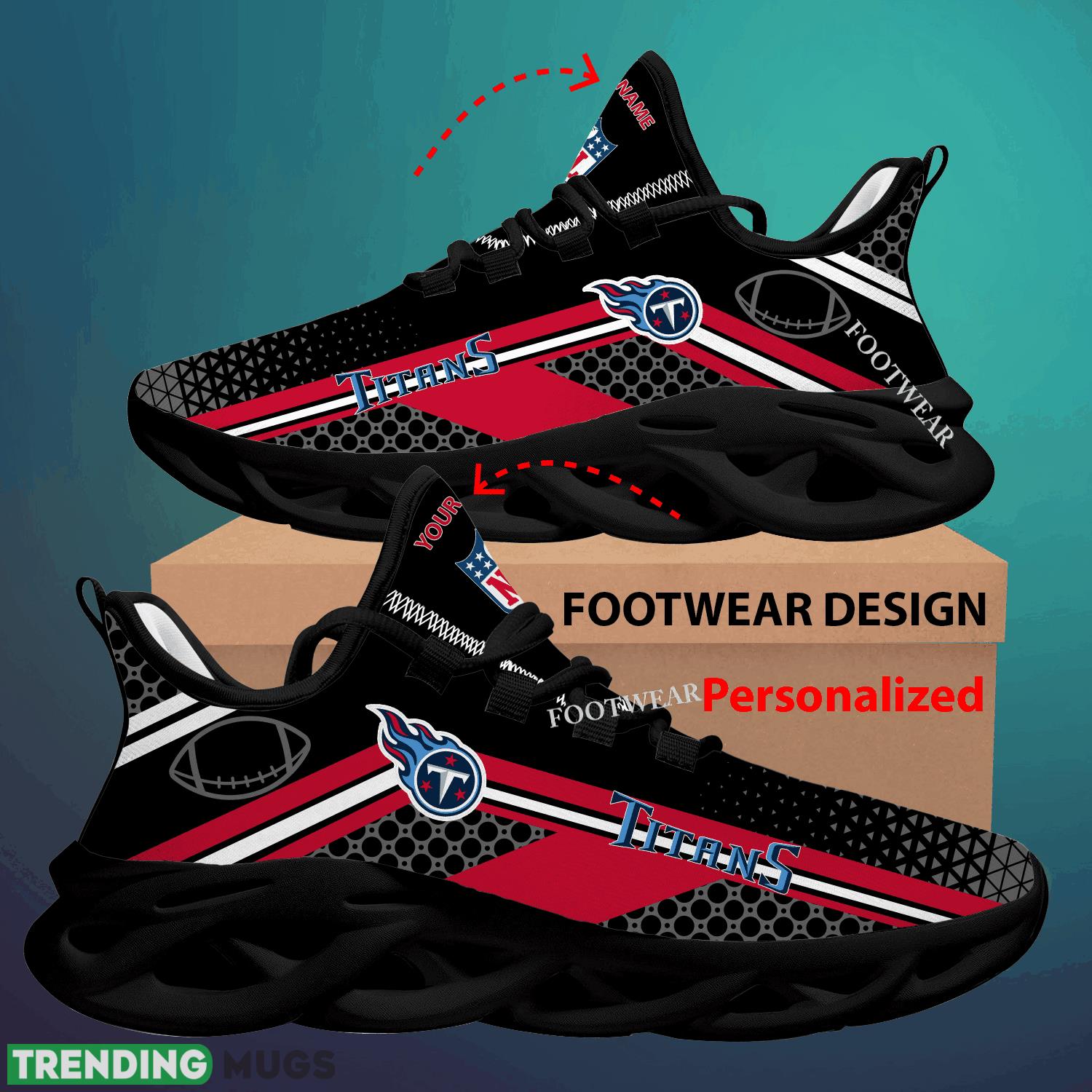 Custom Name NFL Tennessee Titans Max Soul Shoes For Big Fans Runing Sneakers Gift Max Soul Custom Name NFL Tennessee Titans Max Soul Shoes For Big Fans Runing Sneakers Gift Max Soul
