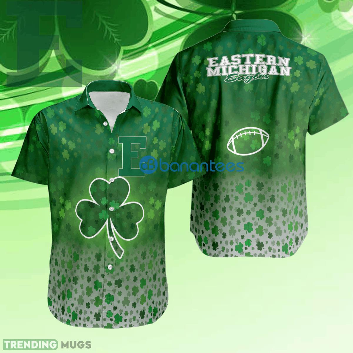 Eastern Michigan Eagles Pacific Logo AOP Hawaiian Shirt For Summer Patrick Day - Eastern Michigan Eagles Pacific Logo AOP Hawaiian Shirt For Summer Patrick Day