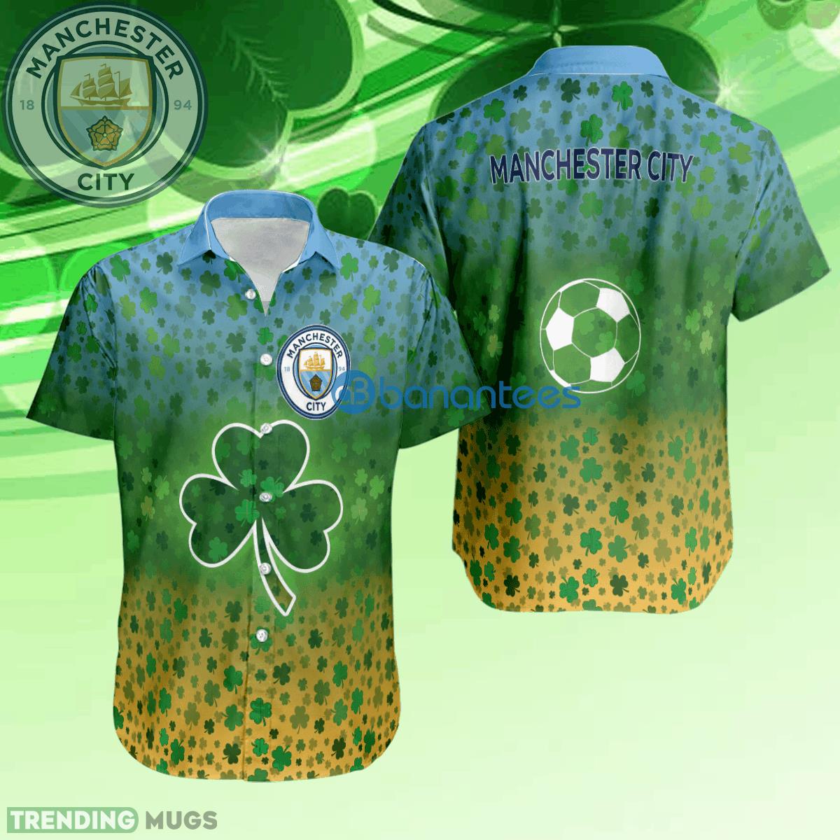 Manchester City Colorful Logo AOP Hawaiian Shirt Gift For Fans Patrick Day - Manchester City Colorful Logo AOP Hawaiian Shirt Gift For Fans Patrick Day