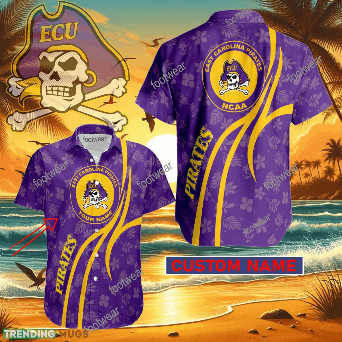 NCAA East Carolina Pirates Hawaiian Shirt Design Gift Fans Summer Holidays Custom Name - NCAA East Carolina Pirates Hawaiian Shirt Design Gift Fans Summer Holidays Custom Name