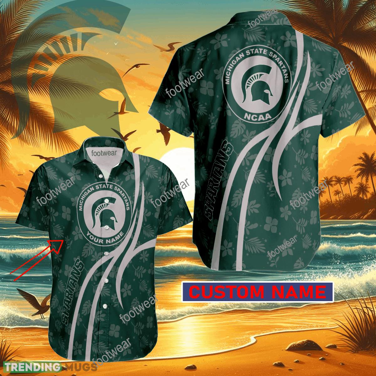 NCAA Michigan State Spartans Hawaiian Shirt Design Gift Fans Summer Holidays Custom Name - NCAA Michigan State Spartans Hawaiian Shirt Design Gift Fans Summer Holidays Custom Name
