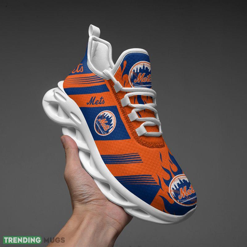 New York Mets Stripe and Fire Pattern Max Soul Shoes Runway Running Sneakers Max Soul New York Mets Stripe and Fire Pattern Max Soul Shoes Runway Running Sneakers Max Soul