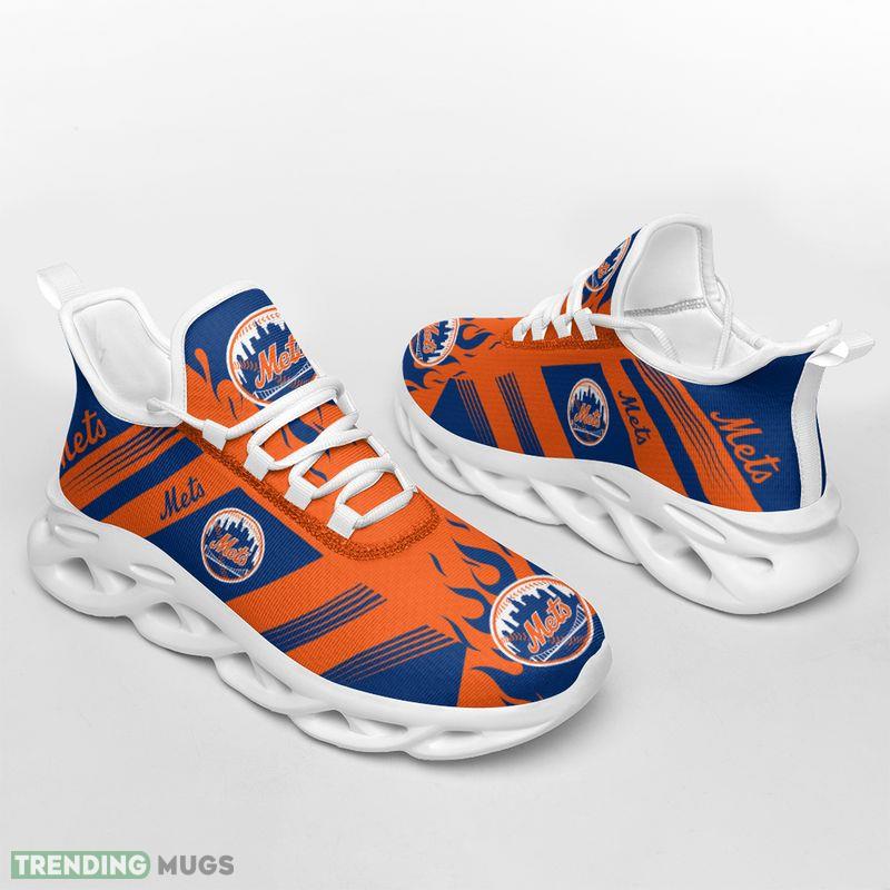 New York Mets Stripe and Fire Pattern Max Soul Shoes Runway Running Sneakers Max Soul New York Mets Stripe and Fire Pattern Max Soul Shoes Runway Running Sneakers Max Soul