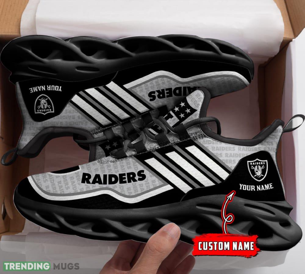 NFL Las Vegas Raiders Custom Name Max Soul Shoes Full Print For Men Women Sports Sneakers Max Soul NFL Las Vegas Raiders Custom Name Max Soul Shoes Full Print For Men Women Sports Sneakers Max Soul