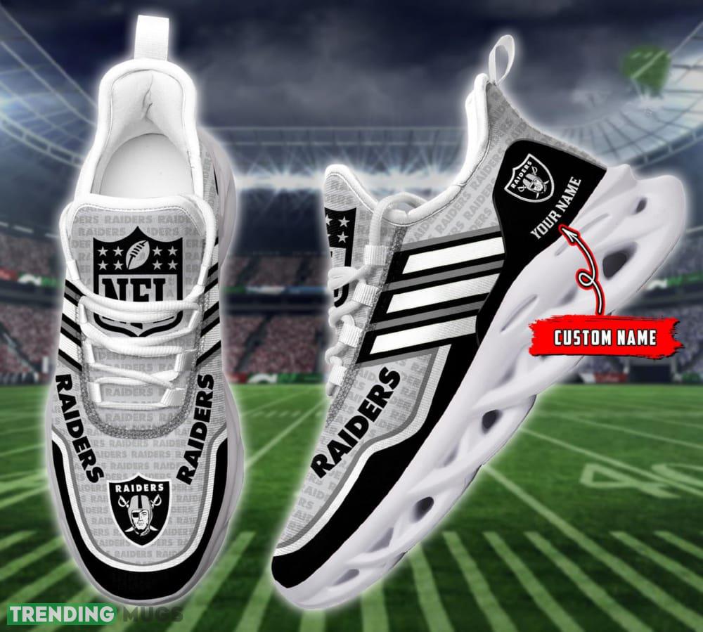 NFL Las Vegas Raiders Custom Name Max Soul Shoes Full Print For Men Women Sports Sneakers Max Soul NFL Las Vegas Raiders Custom Name Max Soul Shoes Full Print For Men Women Sports Sneakers Max Soul