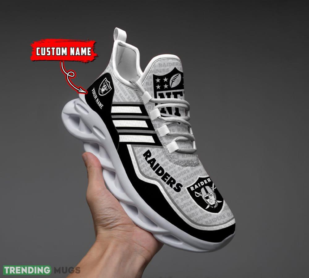 NFL Las Vegas Raiders Custom Name Max Soul Shoes Full Print For Men Women Sports Sneakers Max Soul NFL Las Vegas Raiders Custom Name Max Soul Shoes Full Print For Men Women Sports Sneakers Max Soul