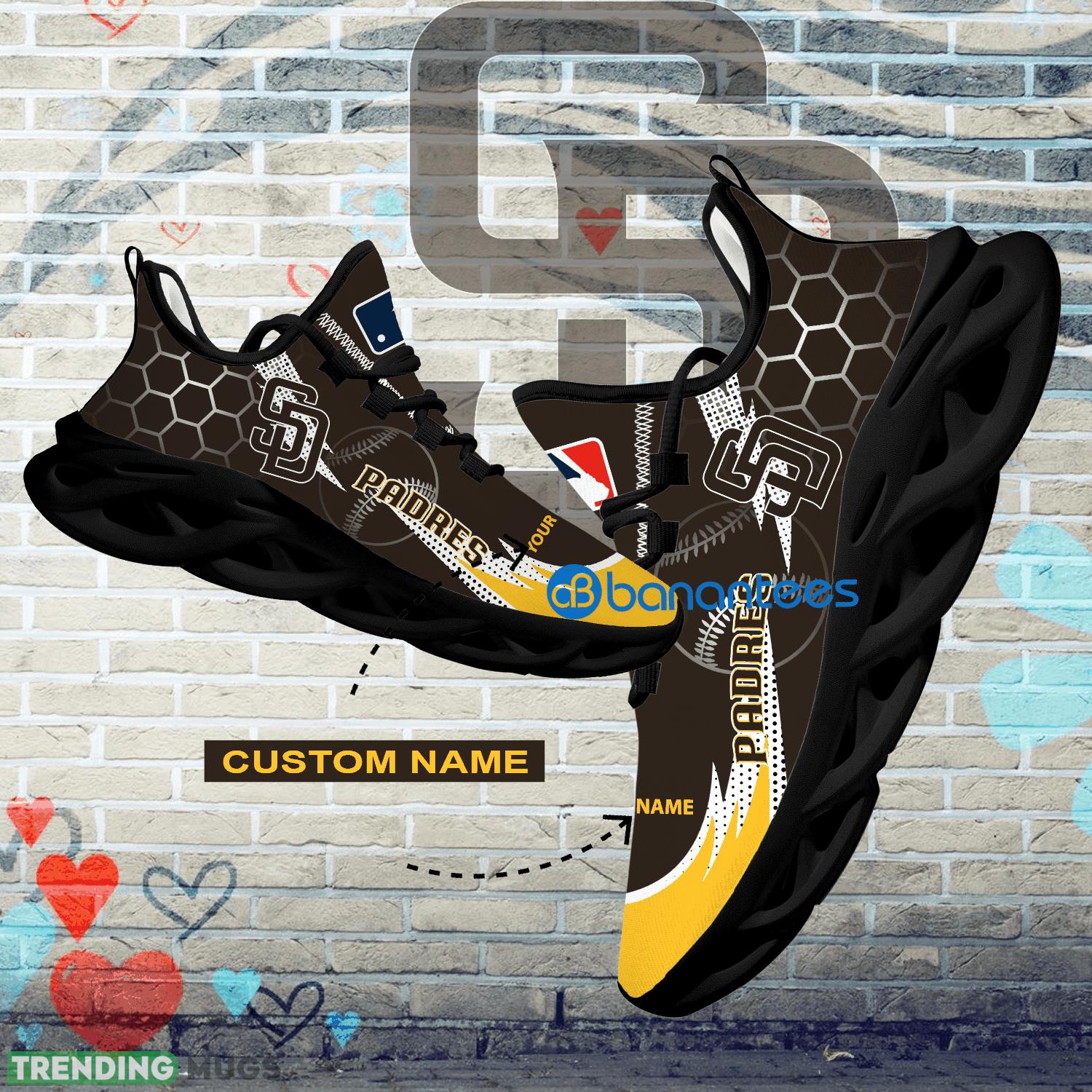 Personalized MLB San Diego Padres Hexagonal Pattern Max Soul Shoes New Gift Sports Sneakers - Personalized MLB San Diego Padres Hexagonal Pattern Max Soul Shoes Photo 1