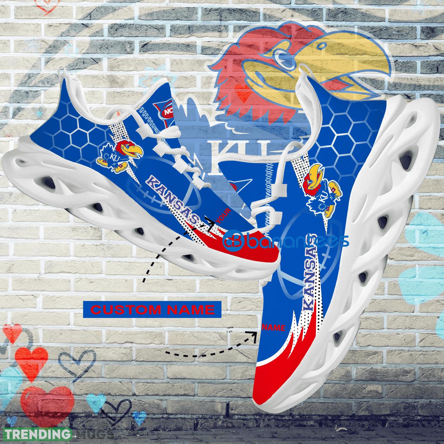 Personalized NCAA Kansas Jayhawks Hexagonal Pattern Max Soul Shoes New Gift Sports Sneakers - Personalized NCAA Kansas Jayhawks Hexagonal Pattern Max Soul Shoes Photo 1