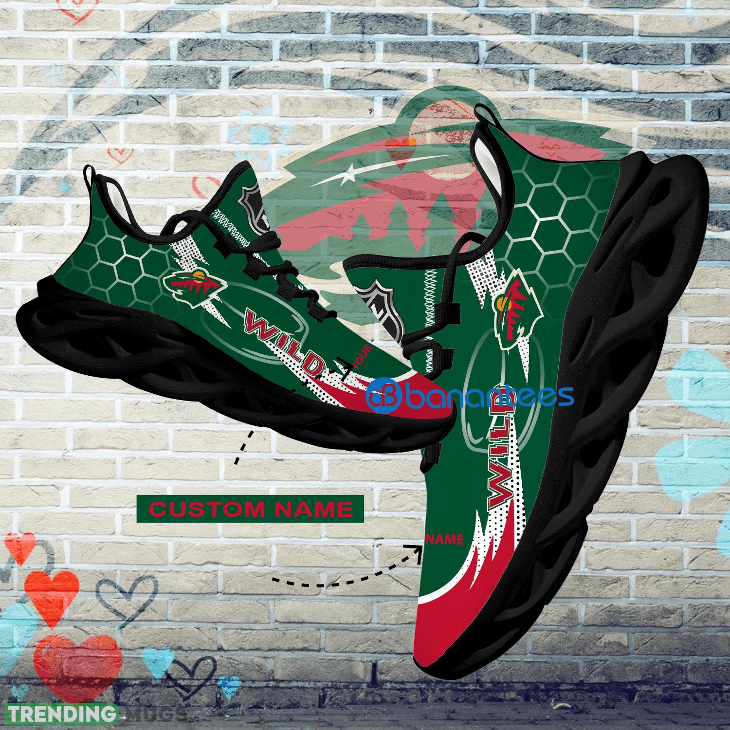 Personalized NHL Minnesota Wild Hexagonal Pattern Max Soul Shoes New Gift Sports Sneakers - Personalized NHL Minnesota Wild Hexagonal Pattern Max Soul Shoes Photo 1
