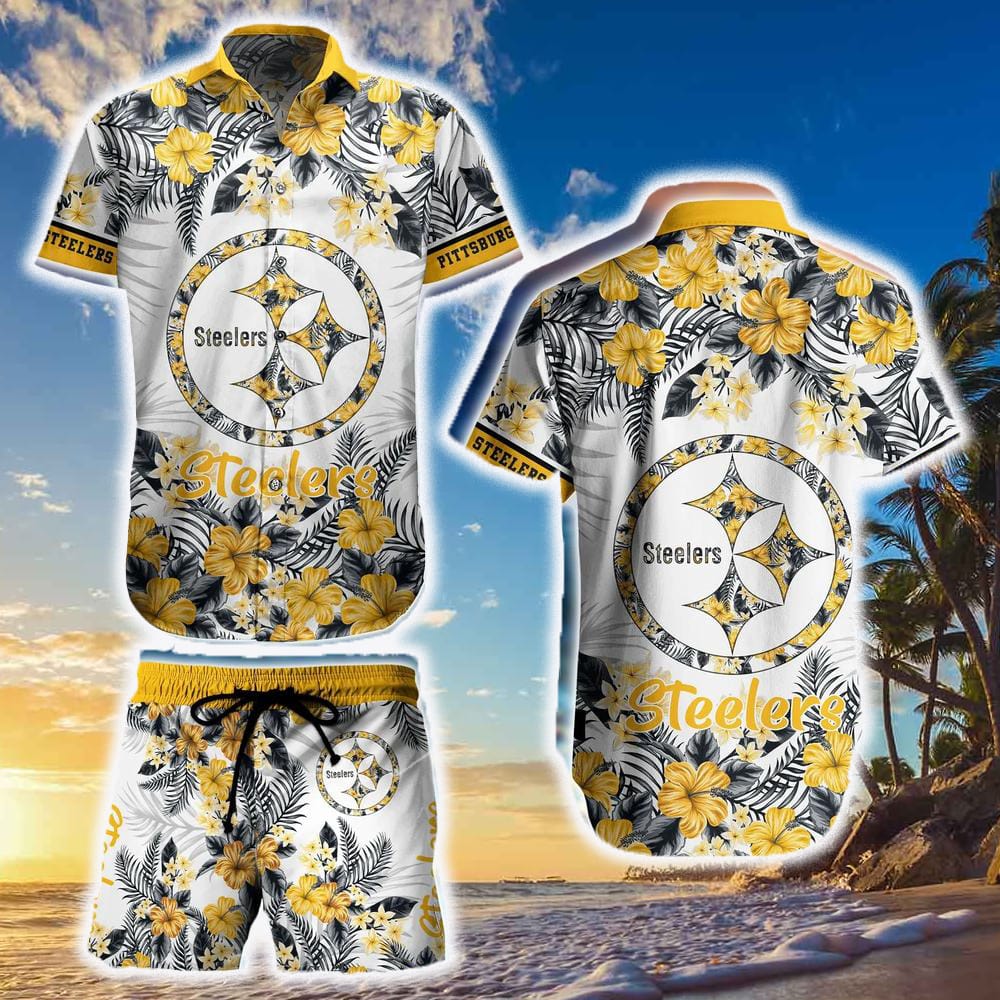 Pittsburgh Steelers NFL Graphic Flower Tropical Pattern Hawaiian Shirt And Short For Men Women Gift Summer Beach Team Holiday - 010224-090440 Pittsburgh Steelers NFL Graphic Flower Tropical Pattern Hawaiian Shirt And Short For Men Women Gift Summer Beach Team Holiday - 010224-090440