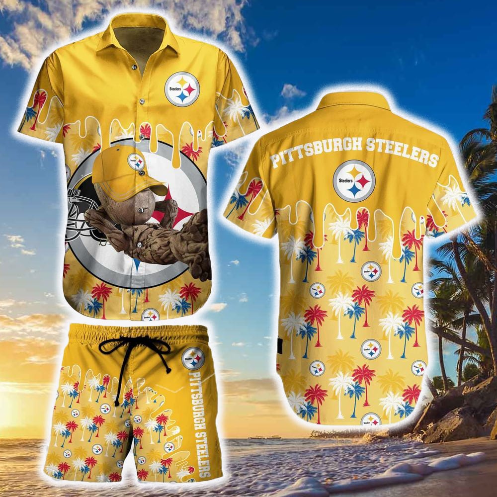 Pittsburgh Steelers NFL Groot Graphic New Trends Hawaiian Shirt And Short For Men Women Gift Summer Beach Team Holiday - 010224-090527 Pittsburgh Steelers NFL Groot Graphic New Trends Hawaiian Shirt And Short For Men Women Gift Summer Beach Team Holiday - 010224-090527