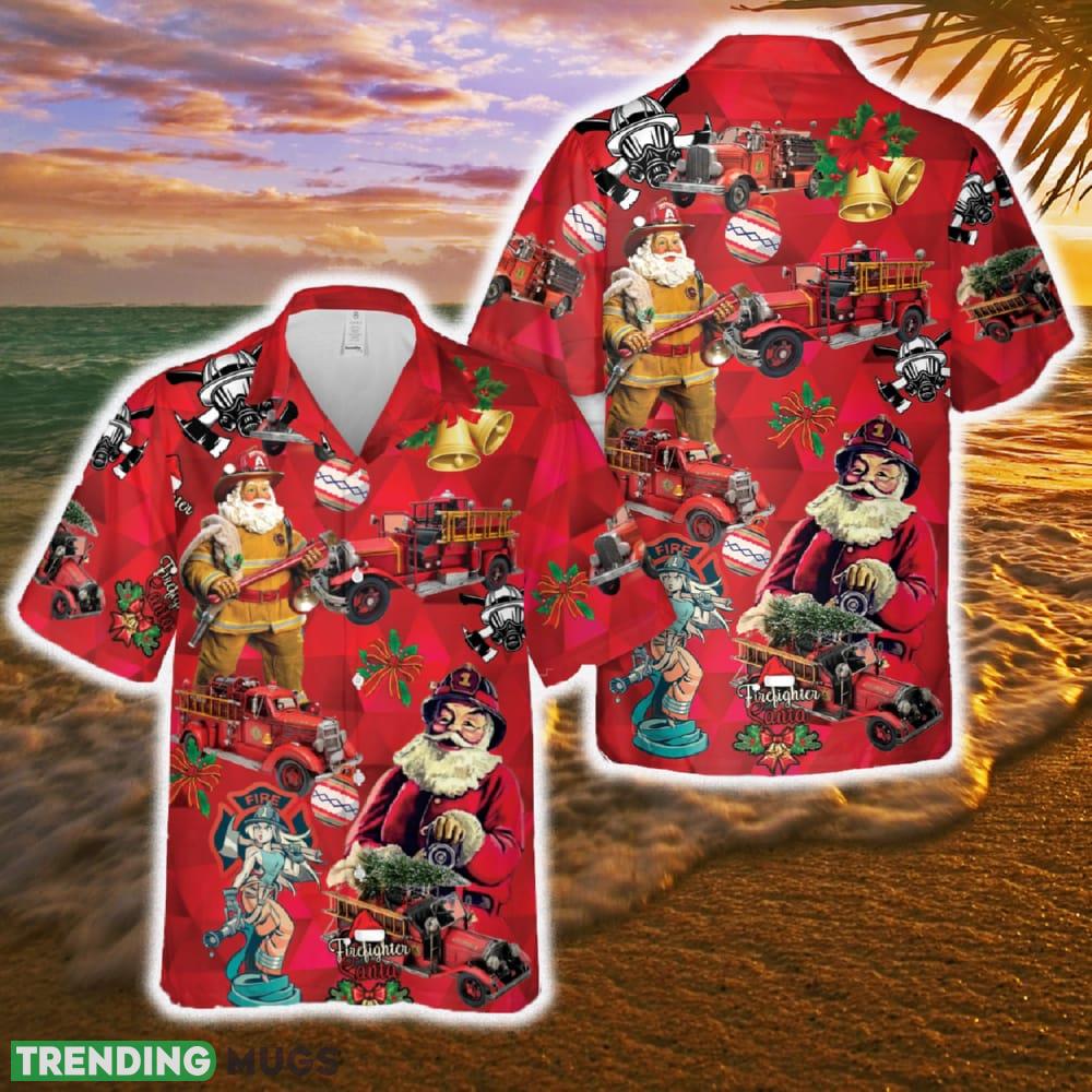 Vintage Firefighter Fire Truck Christmas Hawaiian Shirt For Men And Women Gift Teams Shirt Beach - Vintage Firefighter Fire Truck Christmas Hawaiian Shirt For Men And Women Gift Teams Shirt Beach