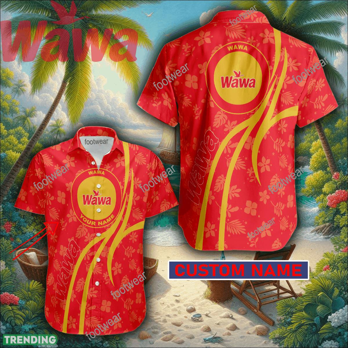 WAWA 3D Hawaiian Shirt Logo Brand Custom Name Gift Beach - WAWA 3D Hawaiian Shirt Logo Brand Custom Name Gift Beach