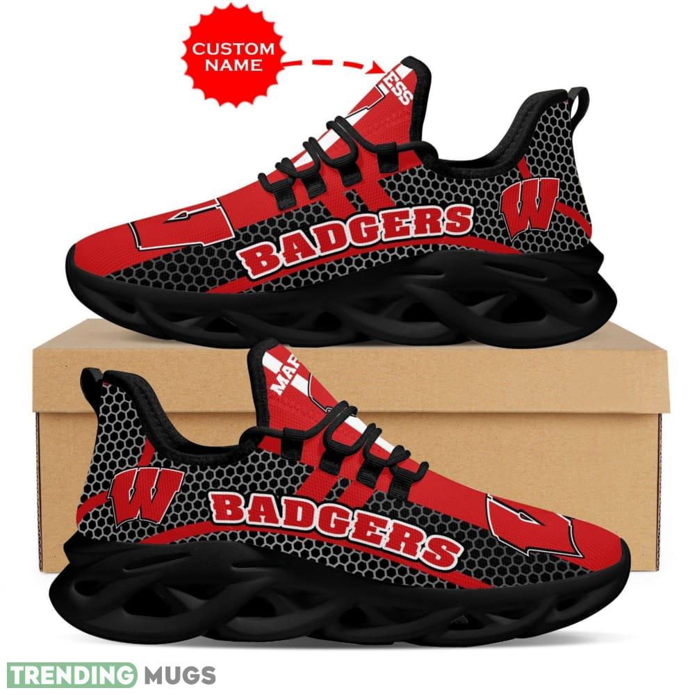 Wisconsin Badgers Exotic Custom Name Max Soul Sneakers Luxury NCAA1 Shoes For Men Women Gift Chunky For Fans - Wisconsin Badgers Shoes Max Soul Luxury NCAA1_1