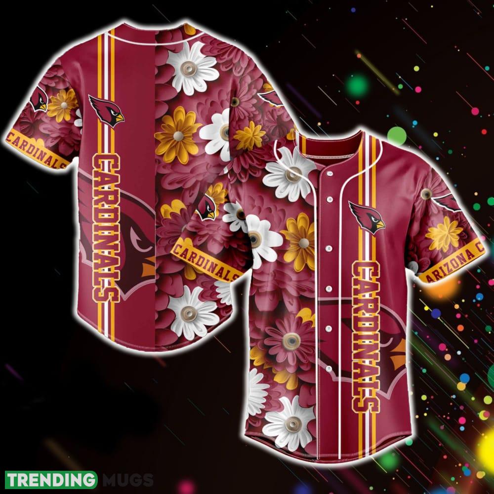 Arizona Cardinals NFL Baseball Jersey Shirt Flowers Pattern Gift For Men Women Fans - Arizona Cardinals NFL Baseball Jersey Shirt Flowers Pattern Gift For Men Women Fans