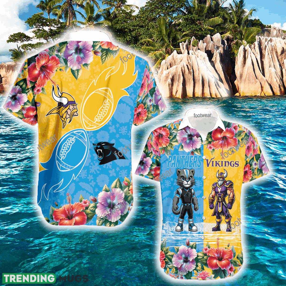 Carolina Panthers VS Minnesota Vikings Gift Logo Beach Hawaiian Shirt Men And Women Gift - Carolina Panthers VS Minnesota Vikings Gift Logo Beach Hawaiian Shirt Men And Women Gift