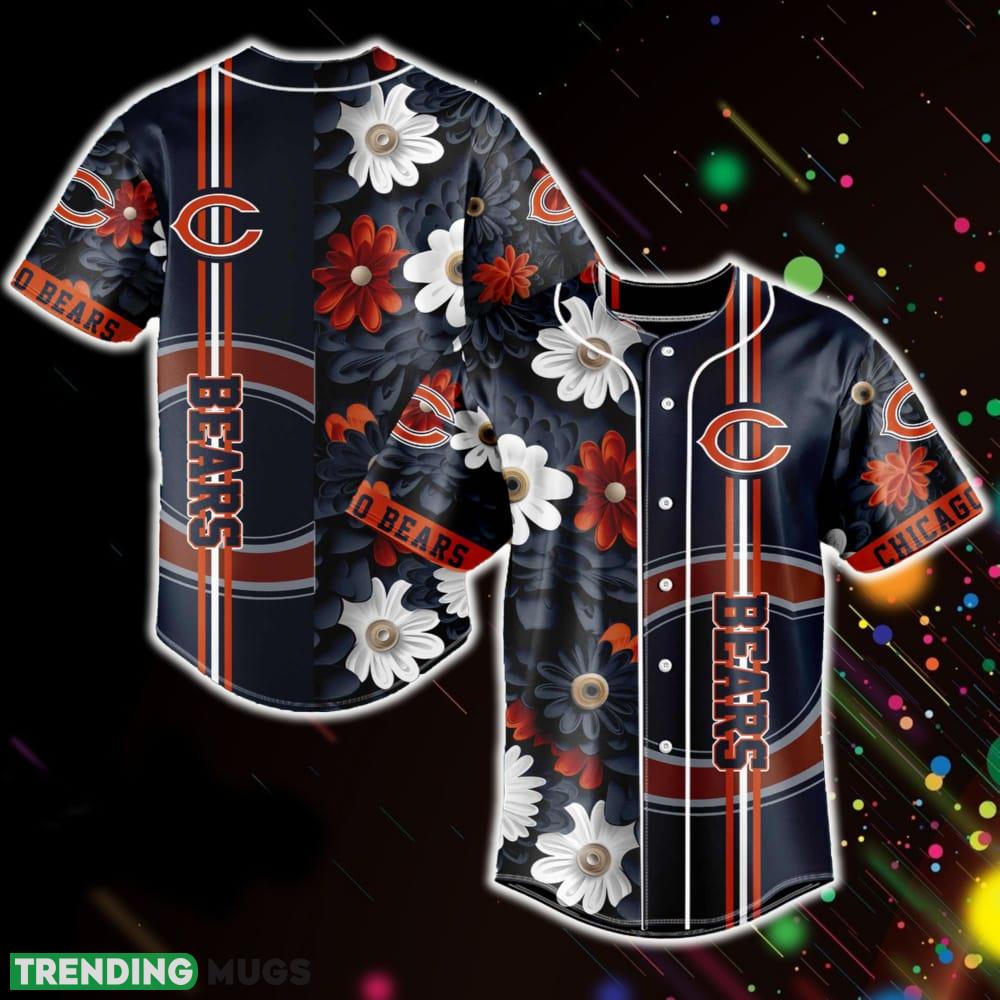 Chicago Bears NFL Baseball Jersey Shirt Flowers Pattern Gift For Men Women Fans - Chicago Bears NFL Baseball Jersey Shirt Flowers Pattern Gift For Men Women Fans