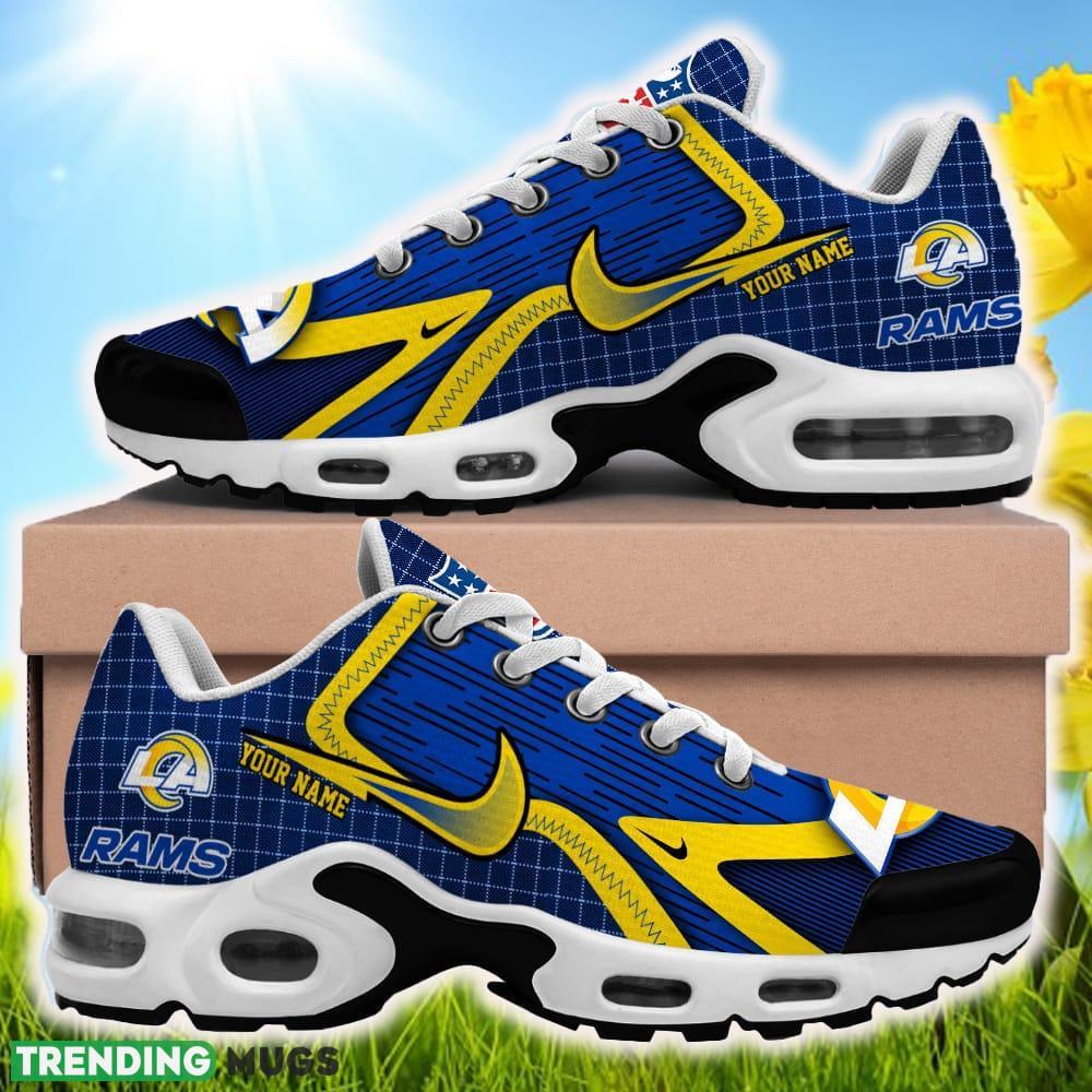 Custom Name Los Angeles Rams NFL Teams Custom Name Air Cushion Sports Shoes Hula New Sneakers For Men Women Gift Running Shoes Custom Name Los Angeles Rams NFL Teams Custom Name Air Cushion Sports Shoes Hula New Sneakers For Men Women Gift Running Shoes