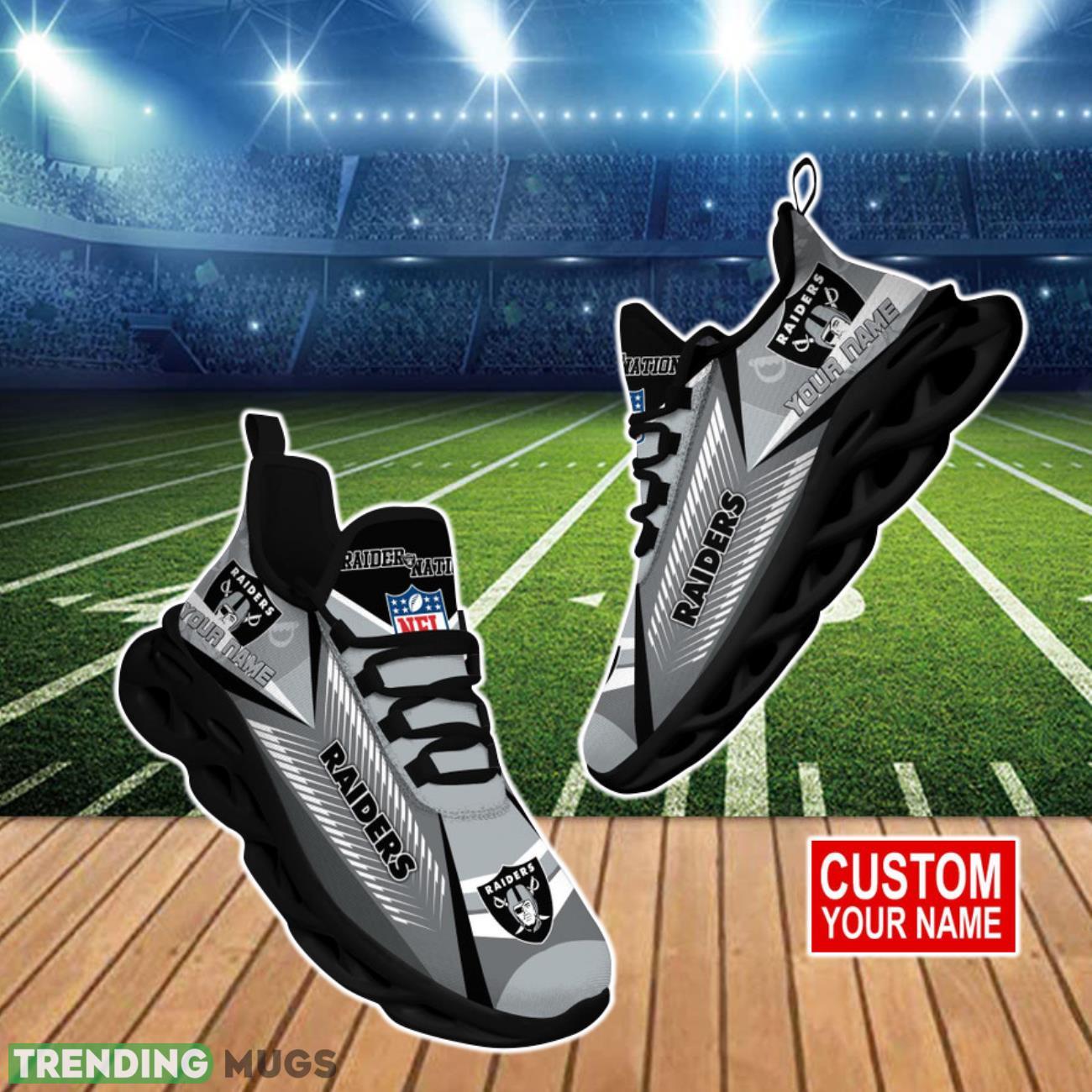 Las Vegas Raiders NFL Max Soul Shoes Custom Name Best Gift For Fans Product Photo 1 Las Vegas Raiders NFL Max Soul Shoes Custom Name Best Gift For Fans Product Photo 1