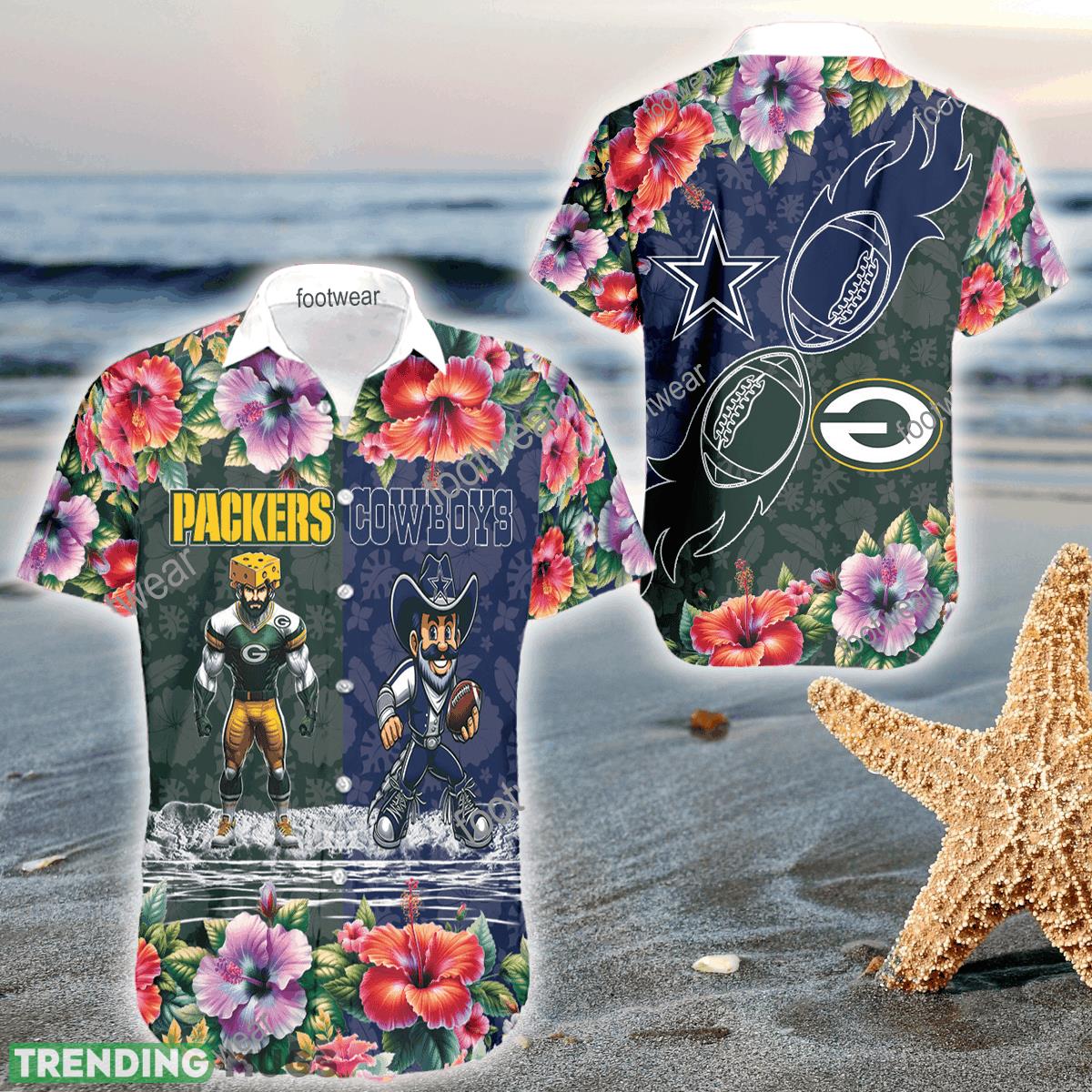 Mascot Green Bay Packers VS Dallas Cowboys 3D Hawaiian Shirt Hibiscus For Men Women - Mascot Green Bay Packers VS Dallas Cowboys 3D Hawaiian Shirt Hibiscus For Men Women Mascot Green Bay Packers VS Dallas Cowboys 3D Hawaiian Shirt Hibiscus For Men Women - Mascot Green Bay Packers VS Dallas Cowboys 3D Hawaiian Shirt Hibiscus For Men Women