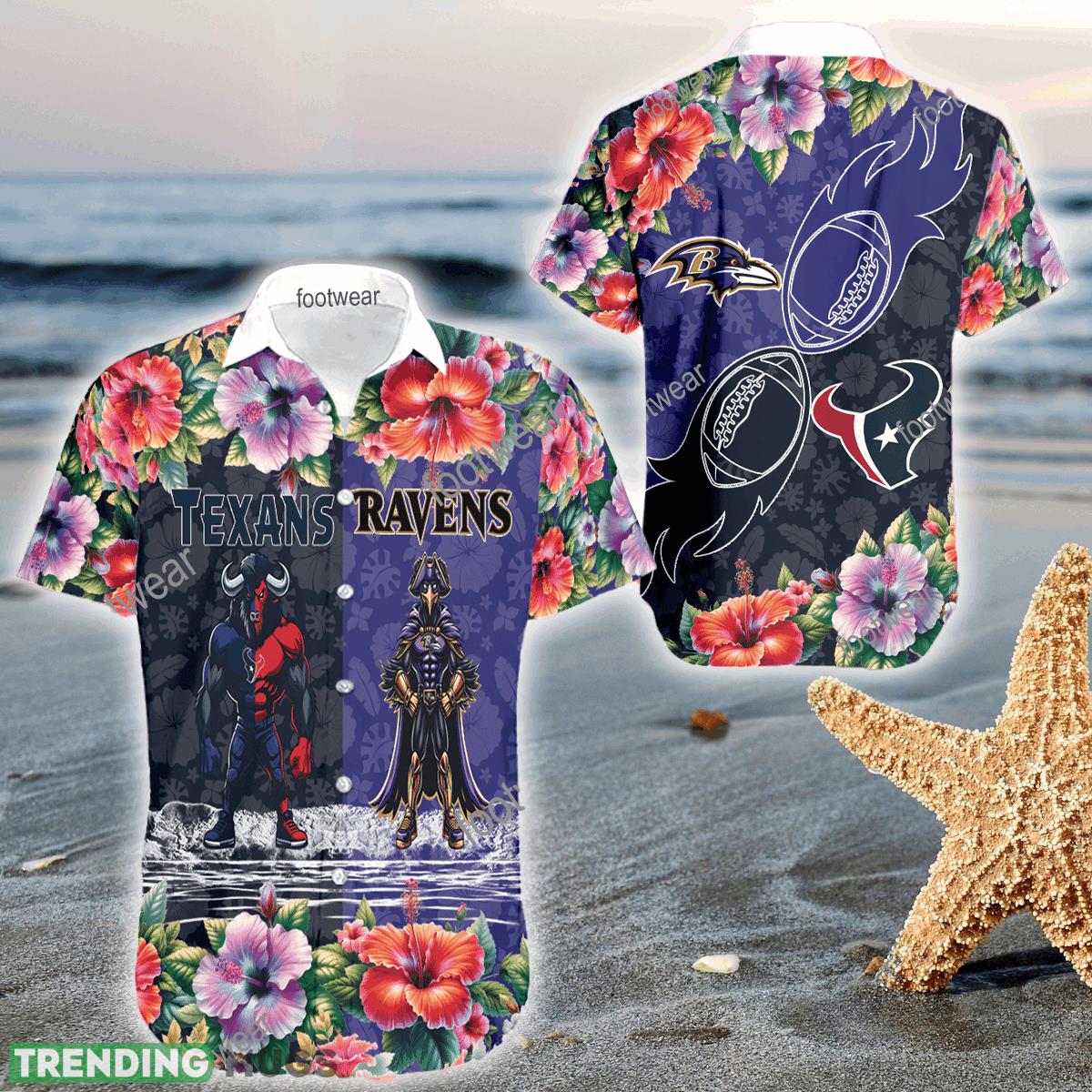 Mascot Houston Texans VS Baltimore Ravens 3D Hawaiian Shirt Hibiscus For Men Women - Mascot Houston Texans VS Baltimore Ravens 3D Hawaiian Shirt Hibiscus For Men Women Mascot Houston Texans VS Baltimore Ravens 3D Hawaiian Shirt Hibiscus For Men Women - Mascot Houston Texans VS Baltimore Ravens 3D Hawaiian Shirt Hibiscus For Men Women