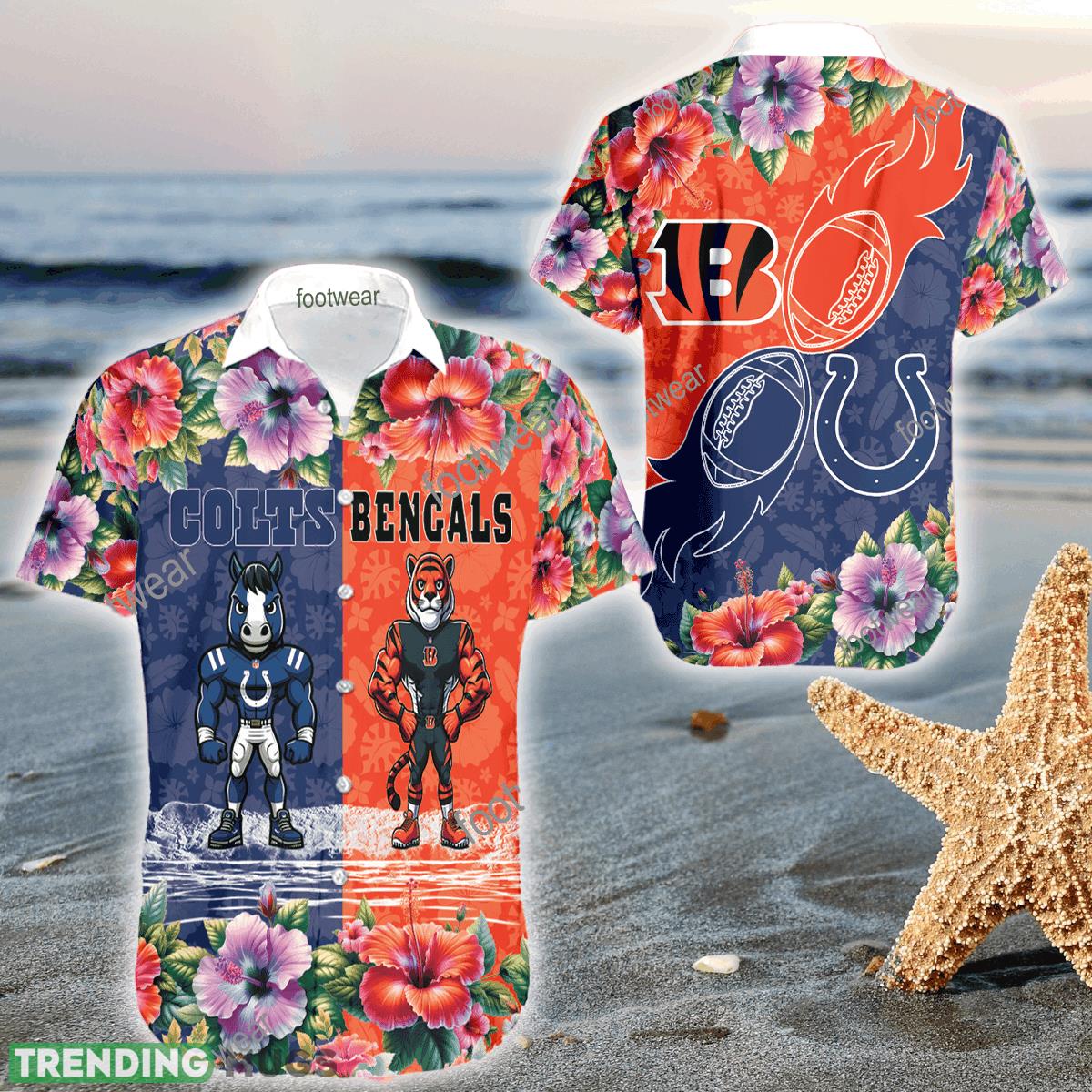Mascot Indianapolis Colts VS Cincinnati Bengals 3D Hawaiian Shirt Hibiscus For Men Women - Mascot Indianapolis Colts VS Cincinnati Bengals 3D Hawaiian Shirt Hibiscus For Men Women Mascot Indianapolis Colts VS Cincinnati Bengals 3D Hawaiian Shirt Hibiscus For Men Women - Mascot Indianapolis Colts VS Cincinnati Bengals 3D Hawaiian Shirt Hibiscus For Men Women