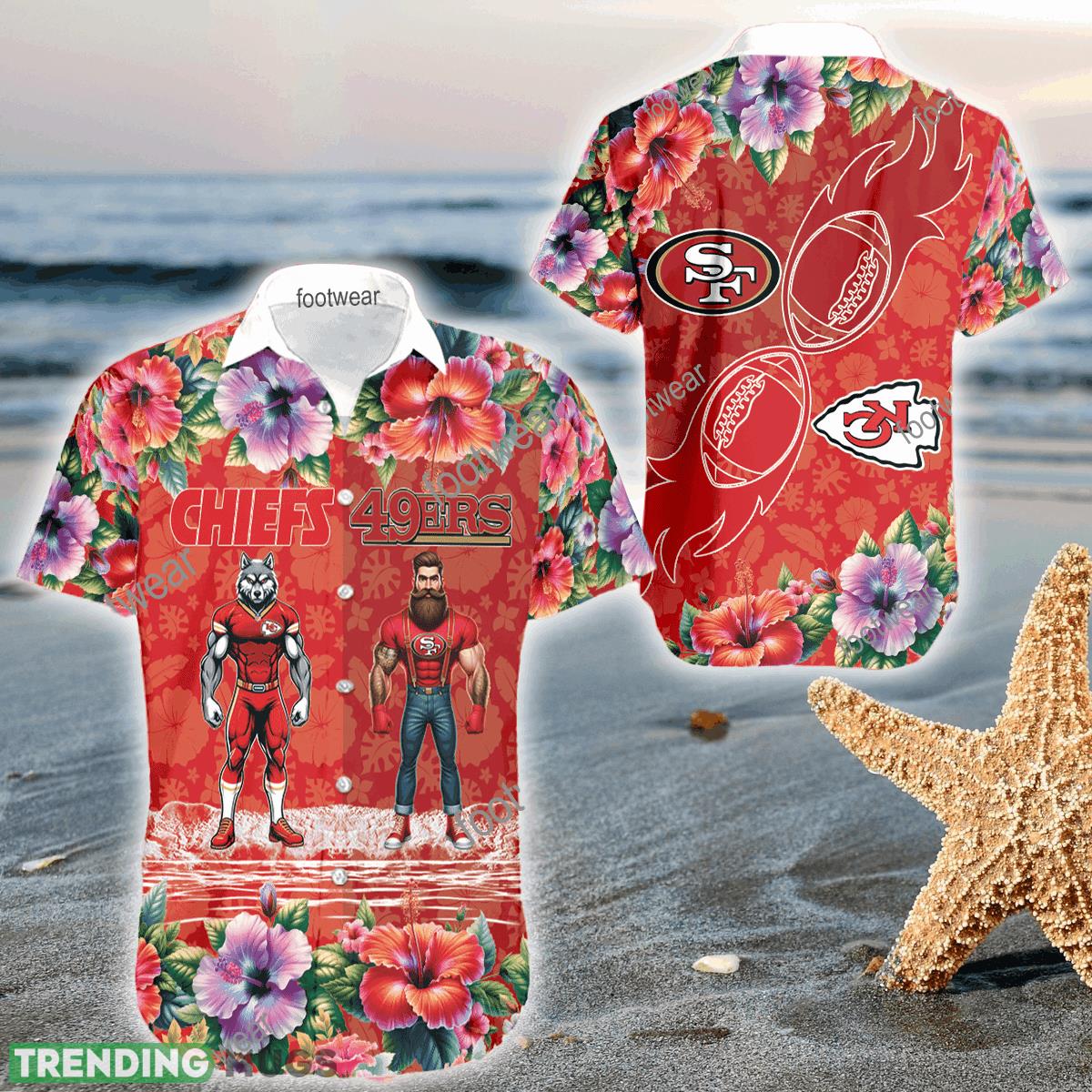 Mascot Kansas City Chiefs VS San Francisco 49ers 3D Hawaiian Shirt Hibiscus For Men Women - Mascot Kansas City Chiefs VS San Francisco 49ers 3D Hawaiian Shirt Hibiscus For Men Women Mascot Kansas City Chiefs VS San Francisco 49ers 3D Hawaiian Shirt Hibiscus For Men Women - Mascot Kansas City Chiefs VS San Francisco 49ers 3D Hawaiian Shirt Hibiscus For Men Women