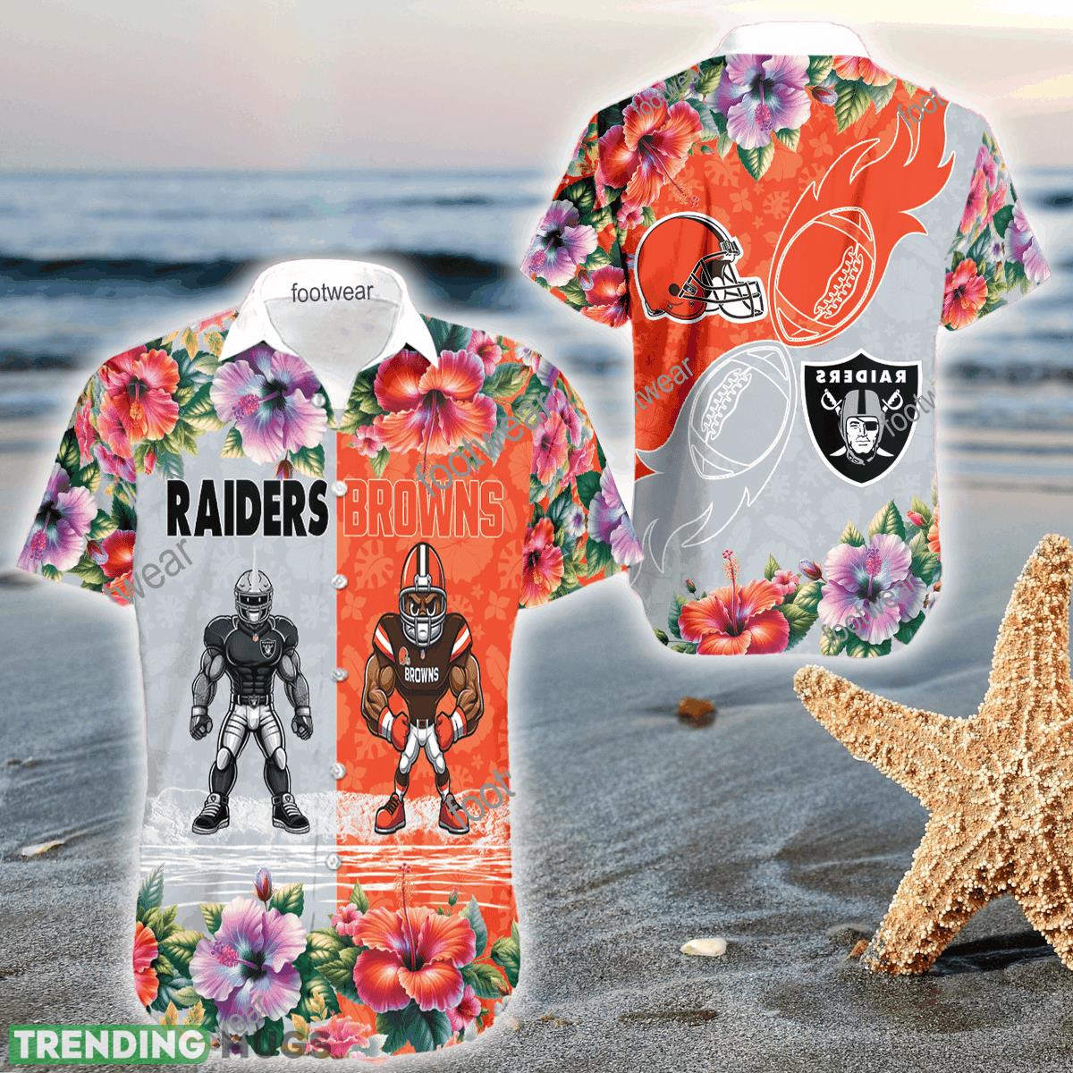 Mascot Las Vegas Raiders VS Cleveland Browns 3D Hawaiian Shirt Hibiscus For Men Women - Mascot Las Vegas Raiders VS Cleveland Browns 3D Hawaiian Shirt Hibiscus For Men Women Mascot Las Vegas Raiders VS Cleveland Browns 3D Hawaiian Shirt Hibiscus For Men Women - Mascot Las Vegas Raiders VS Cleveland Browns 3D Hawaiian Shirt Hibiscus For Men Women