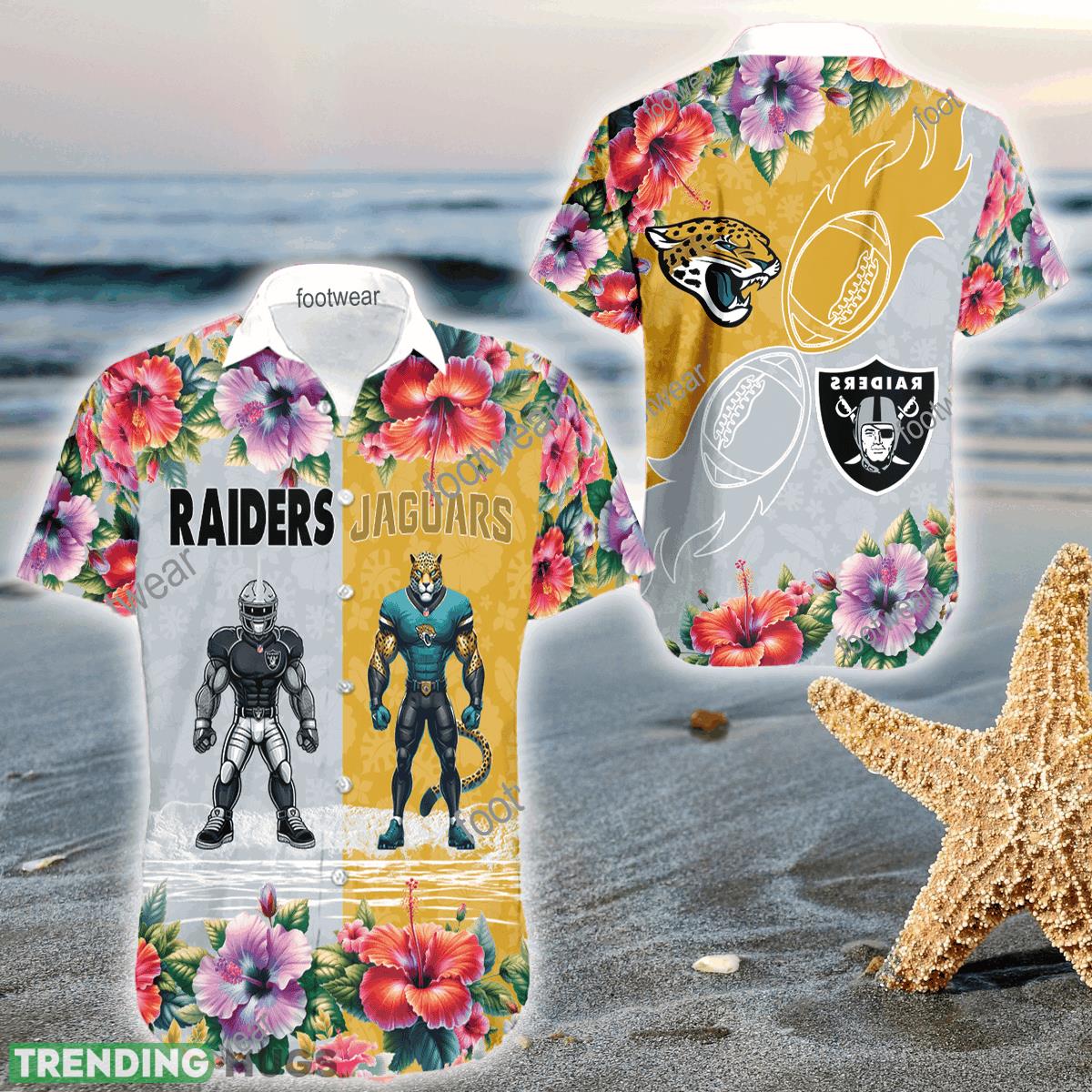 Mascot Las Vegas Raiders VS Jacksonville Jaguars 3D Hawaiian Shirt Hibiscus For Men Women - Mascot Las Vegas Raiders VS Jacksonville Jaguars 3D Hawaiian Shirt Hibiscus For Men Women Mascot Las Vegas Raiders VS Jacksonville Jaguars 3D Hawaiian Shirt Hibiscus For Men Women - Mascot Las Vegas Raiders VS Jacksonville Jaguars 3D Hawaiian Shirt Hibiscus For Men Women