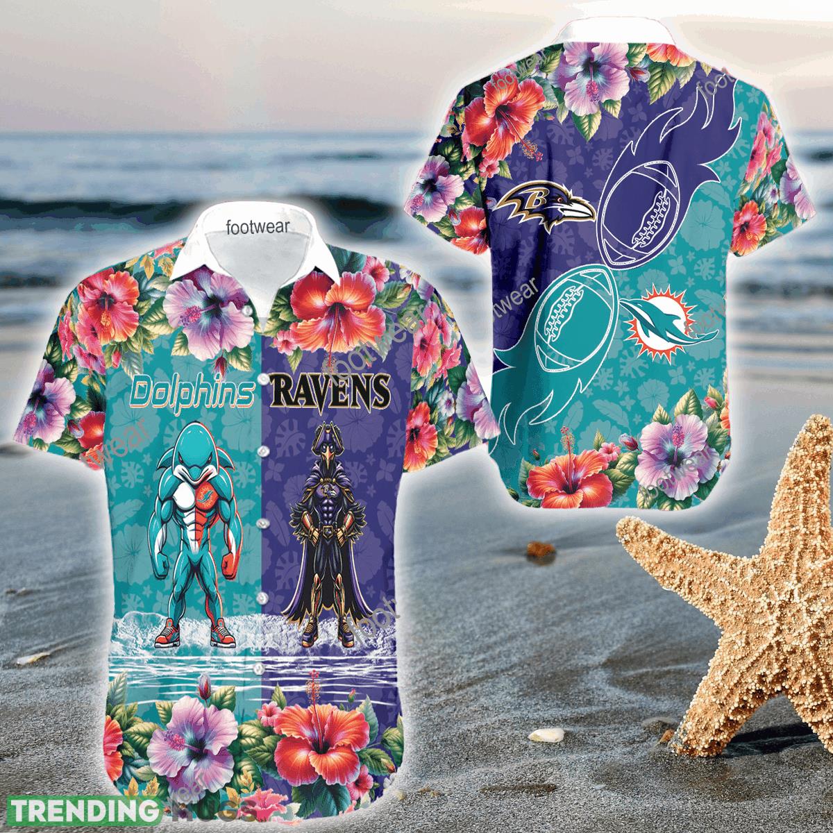 Mascot Miami Dolphins VS Baltimore Ravens 3D Hawaiian Shirt Hibiscus For Men Women - Mascot Miami Dolphins VS Baltimore Ravens 3D Hawaiian Shirt Hibiscus For Men Women Mascot Miami Dolphins VS Baltimore Ravens 3D Hawaiian Shirt Hibiscus For Men Women - Mascot Miami Dolphins VS Baltimore Ravens 3D Hawaiian Shirt Hibiscus For Men Women