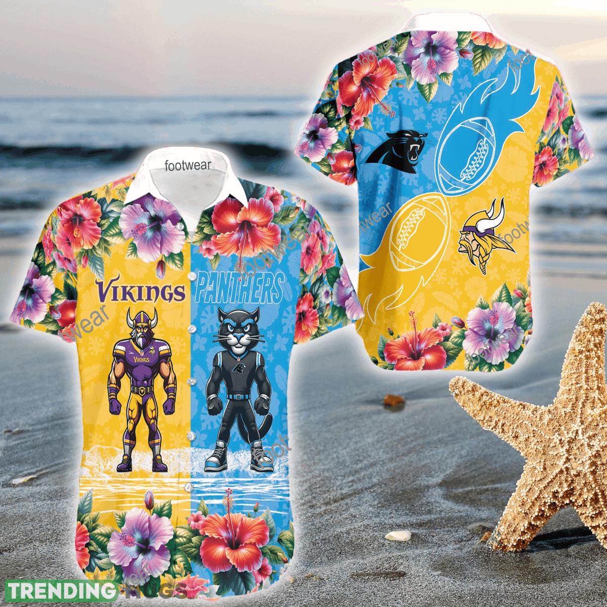 Mascot Minnesota Vikings VS Carolina Panthers 3D Hawaiian Shirt Hibiscus For Men Women - Mascot Minnesota Vikings VS Carolina Panthers 3D Hawaiian Shirt Hibiscus For Men Women Mascot Minnesota Vikings VS Carolina Panthers 3D Hawaiian Shirt Hibiscus For Men Women - Mascot Minnesota Vikings VS Carolina Panthers 3D Hawaiian Shirt Hibiscus For Men Women