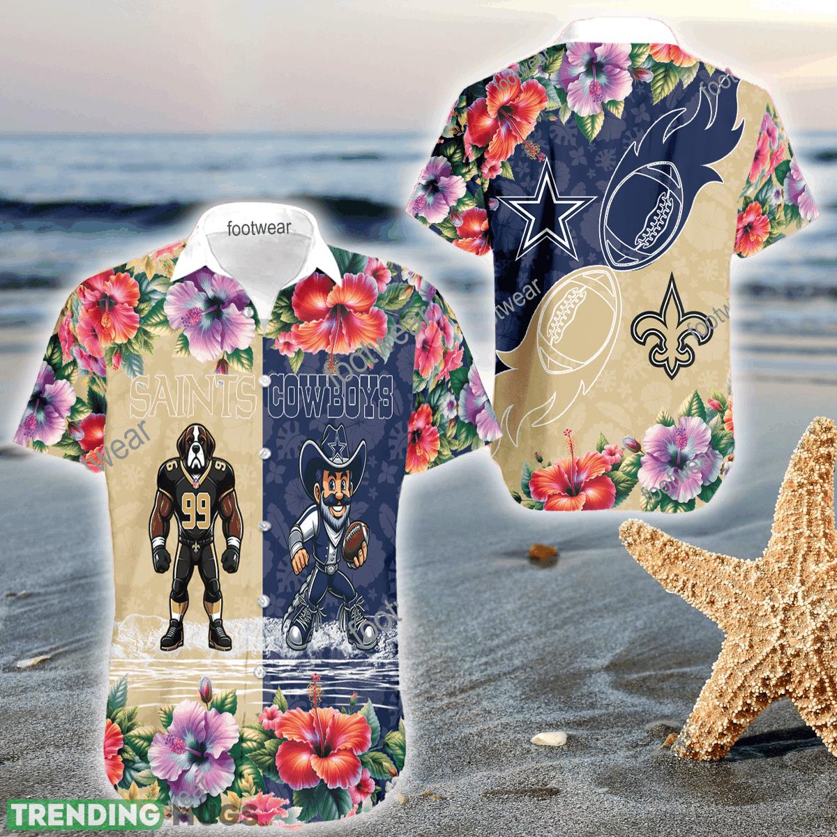 Mascot New Orleans Saints VS Dallas Cowboys 3D Hawaiian Shirt Hibiscus For Men Women - Mascot New Orleans Saints VS Dallas Cowboys 3D Hawaiian Shirt Hibiscus For Men Women Mascot New Orleans Saints VS Dallas Cowboys 3D Hawaiian Shirt Hibiscus For Men Women - Mascot New Orleans Saints VS Dallas Cowboys 3D Hawaiian Shirt Hibiscus For Men Women