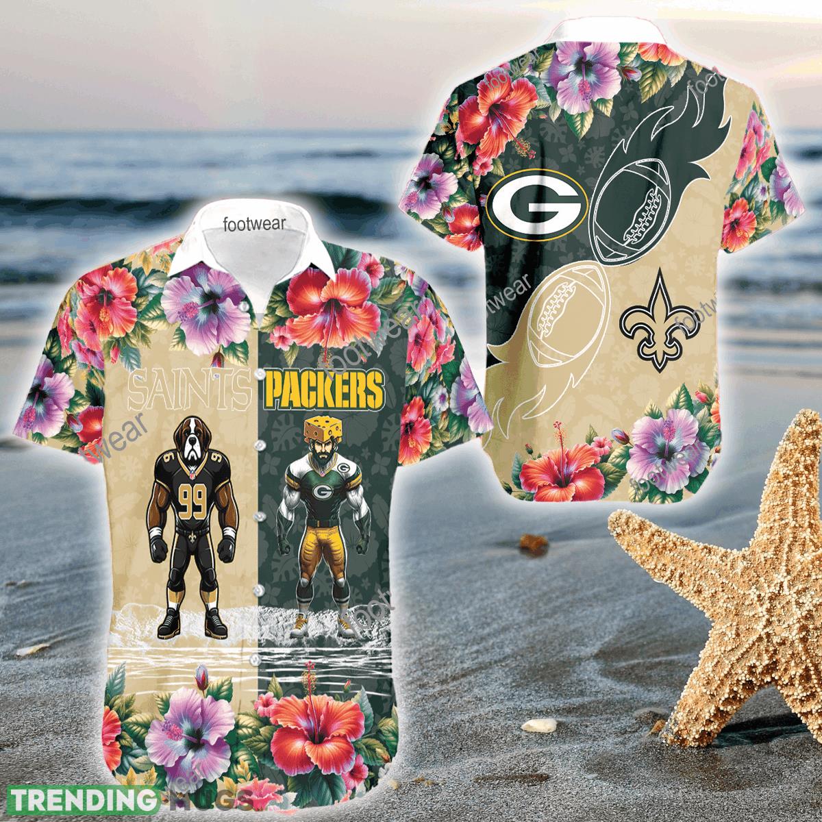 Mascot New Orleans Saints VS Green Bay Packers 3D Hawaiian Shirt Hibiscus For Men Women - Mascot New Orleans Saints VS Green Bay Packers 3D Hawaiian Shirt Hibiscus For Men Women Mascot New Orleans Saints VS Green Bay Packers 3D Hawaiian Shirt Hibiscus For Men Women - Mascot New Orleans Saints VS Green Bay Packers 3D Hawaiian Shirt Hibiscus For Men Women