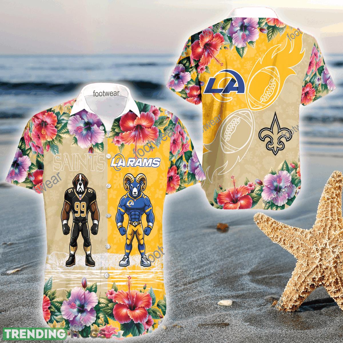 Mascot New Orleans Saints VS Los Angeles Rams 3D Hawaiian Shirt Hibiscus For Men Women - Mascot New Orleans Saints VS Los Angeles Rams 3D Hawaiian Shirt Hibiscus For Men Women Mascot New Orleans Saints VS Los Angeles Rams 3D Hawaiian Shirt Hibiscus For Men Women - Mascot New Orleans Saints VS Los Angeles Rams 3D Hawaiian Shirt Hibiscus For Men Women
