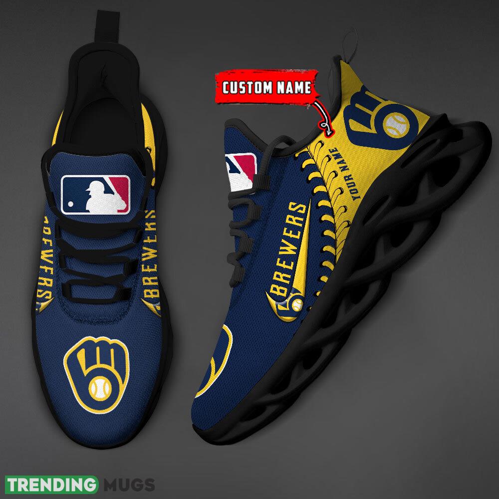 Milwaukee Brewers MLB Max Soul Shoes Custom Name Gift Running Sport Shoes For Fans Max Soul Milwaukee Brewers MLB Max Soul Shoes Custom Name Gift Running Sport Shoes For Fans Max Soul
